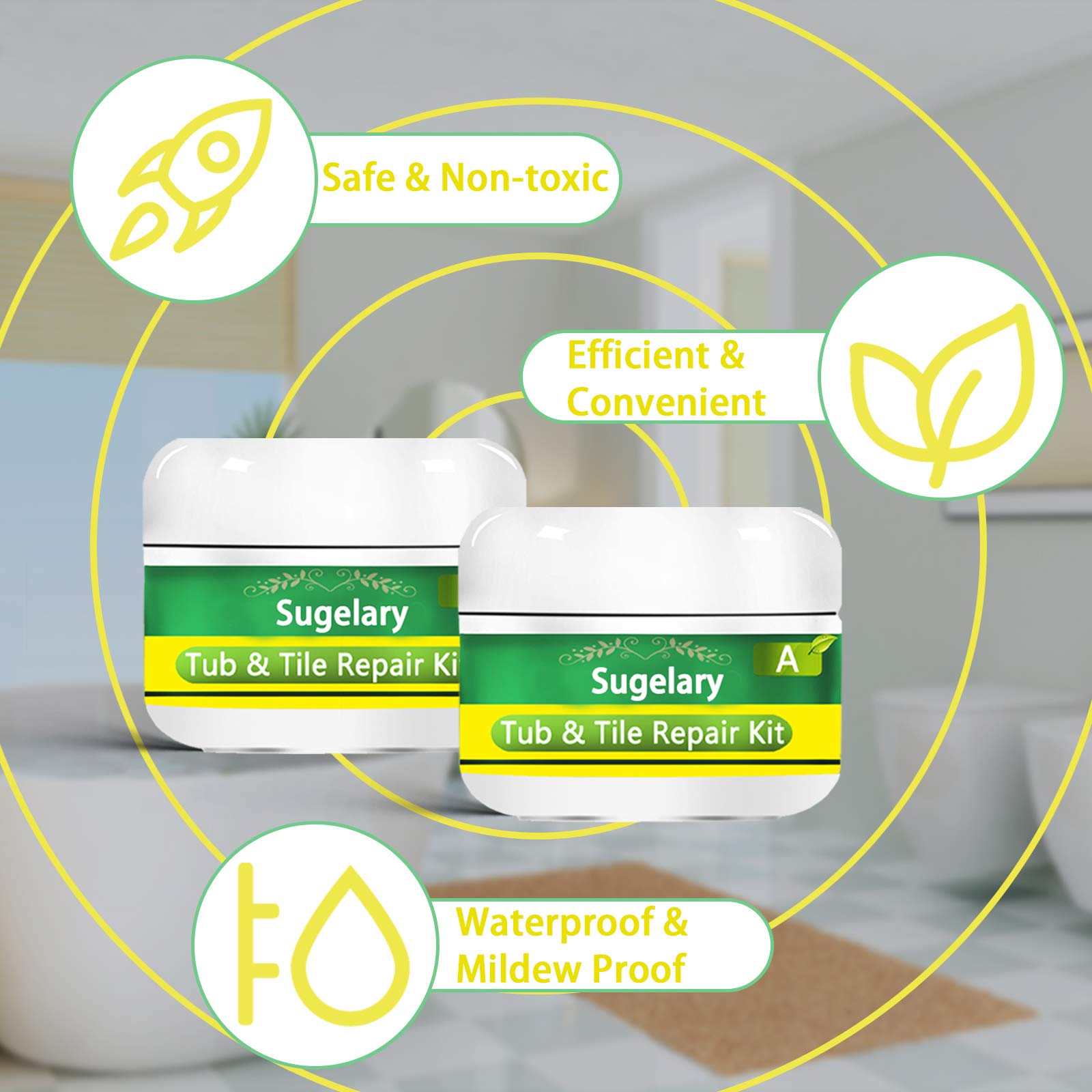 Tub, Tile, Porcelain and Shower Fiberglass Repair Kit for White Tubs, 3