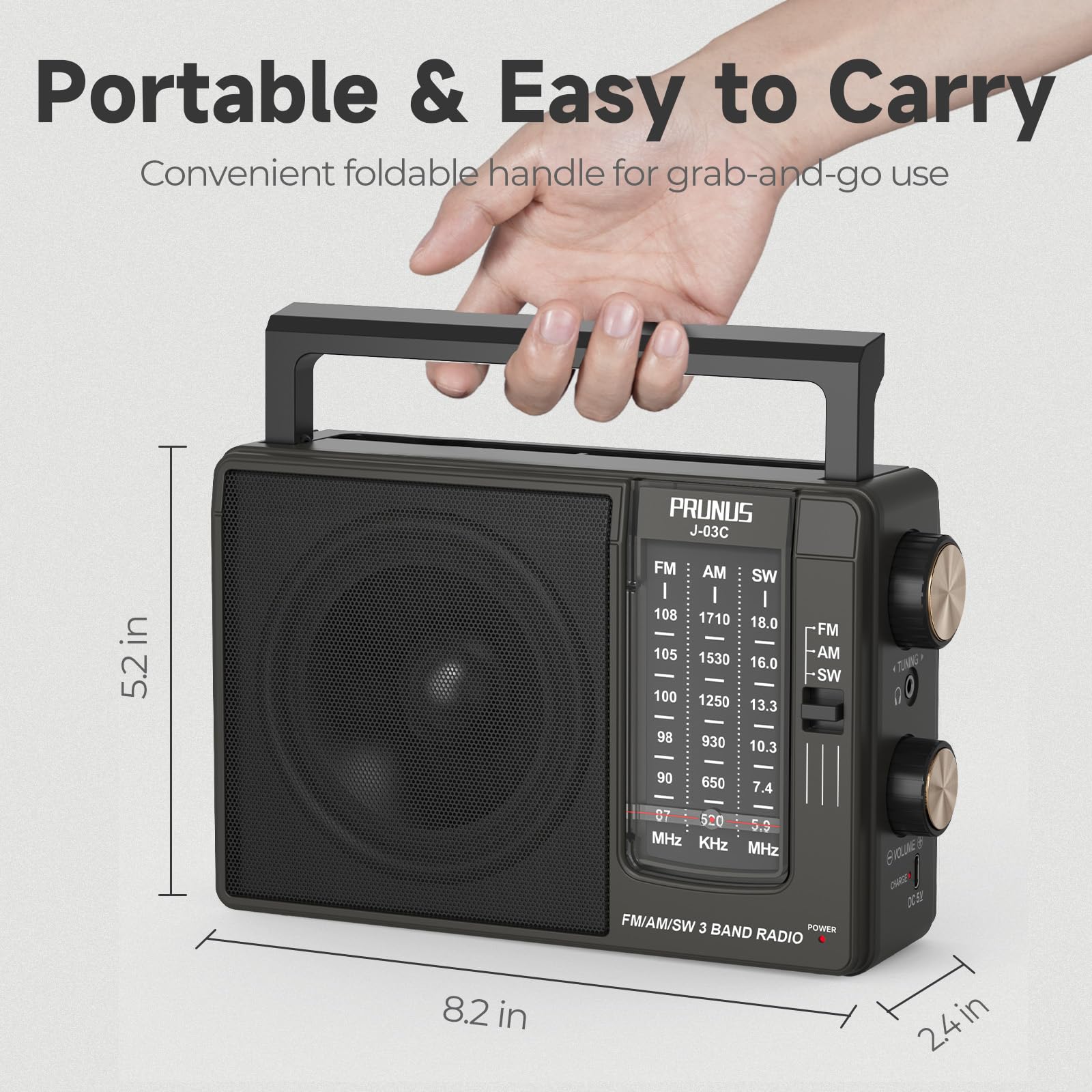 Amazon.co.jp: PRUNUS J03C AM FMラジオポータブルUSB Cまたは単3電池