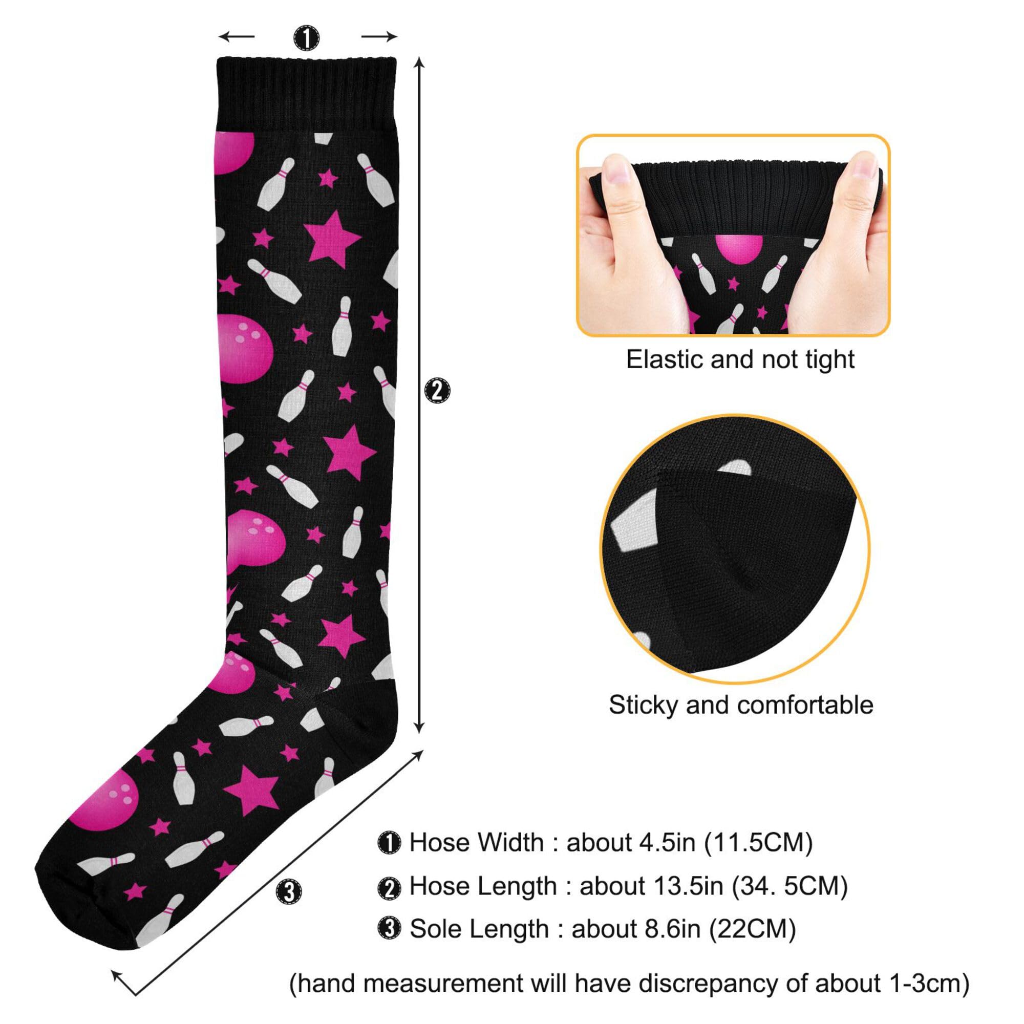 Fisyme Bowling Pink Stars Socks for Men Women Warm Comfort Athletic Crew Running Hiking Cycling Compression Socks