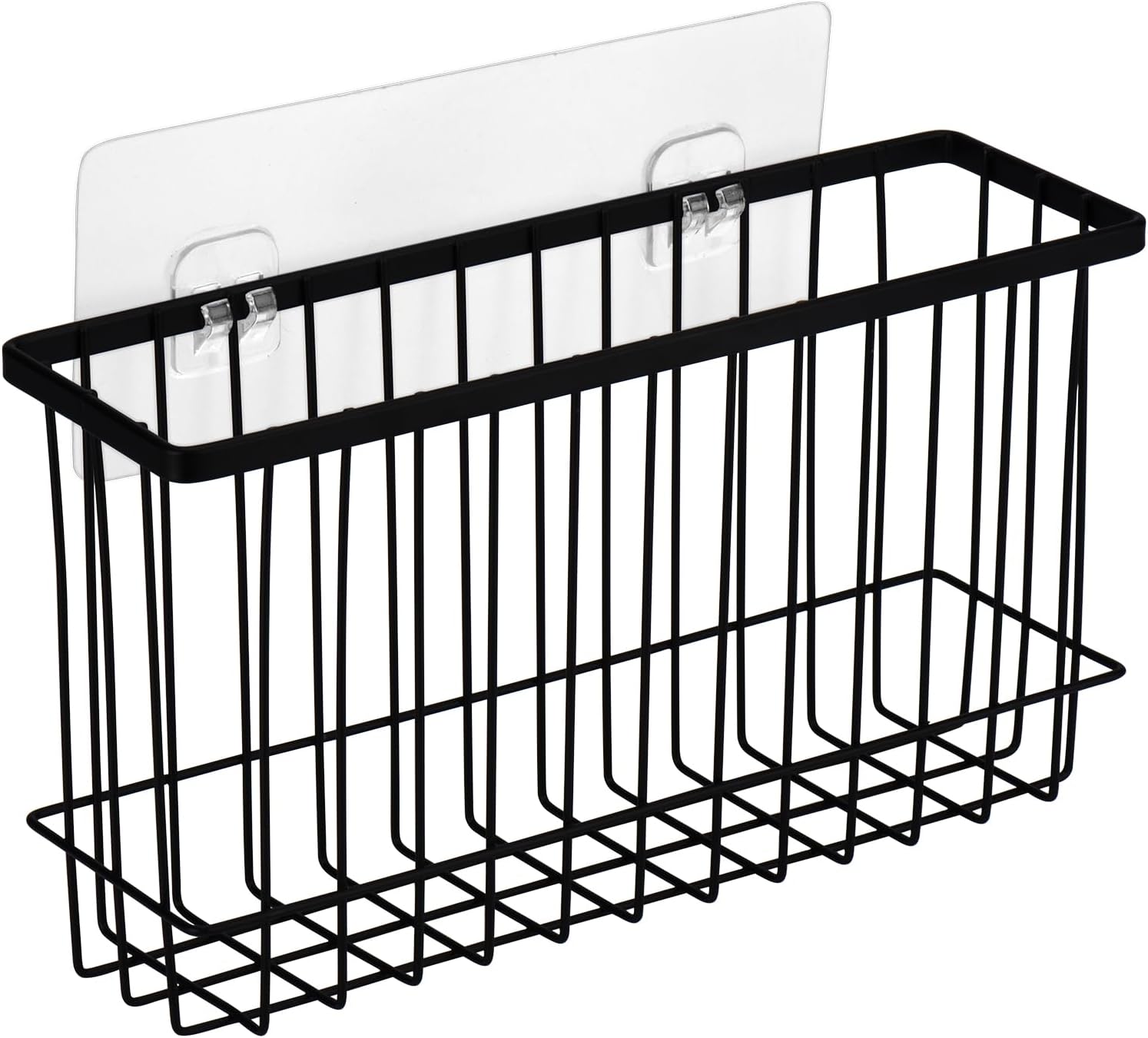 Toplife Wall and Door Adhesive Kitchen Wrap Organiser Rack, No Drilling Required, Black
