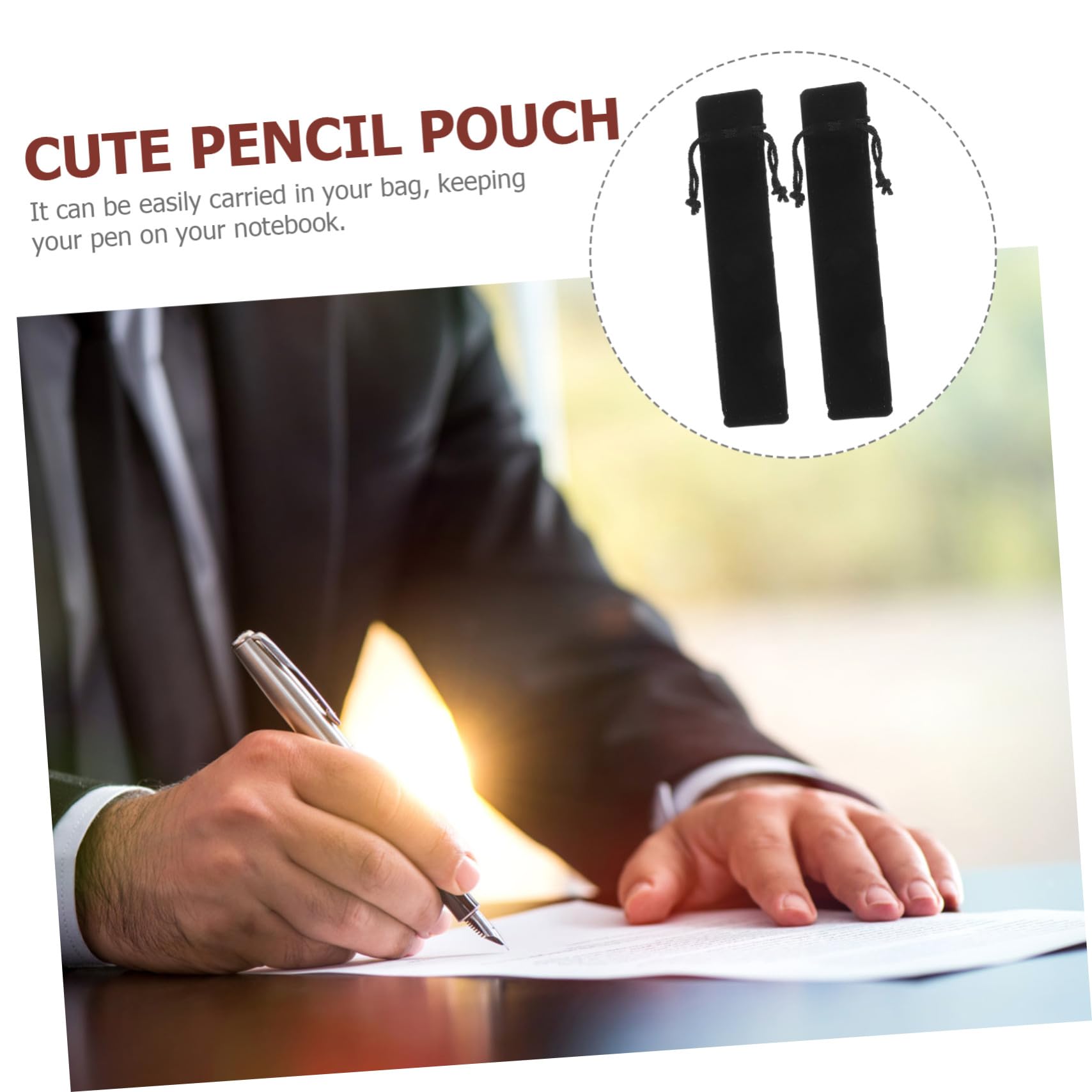 Homoyoyo Astuccio per Penne in Velluto Nero 100 Pezzi, Custodia per Penna | Decorazioni Scuola, Sacchetti per Penne Regalo, per Penna Stilografica e Articoli di Cancelleria, Classic Elegante