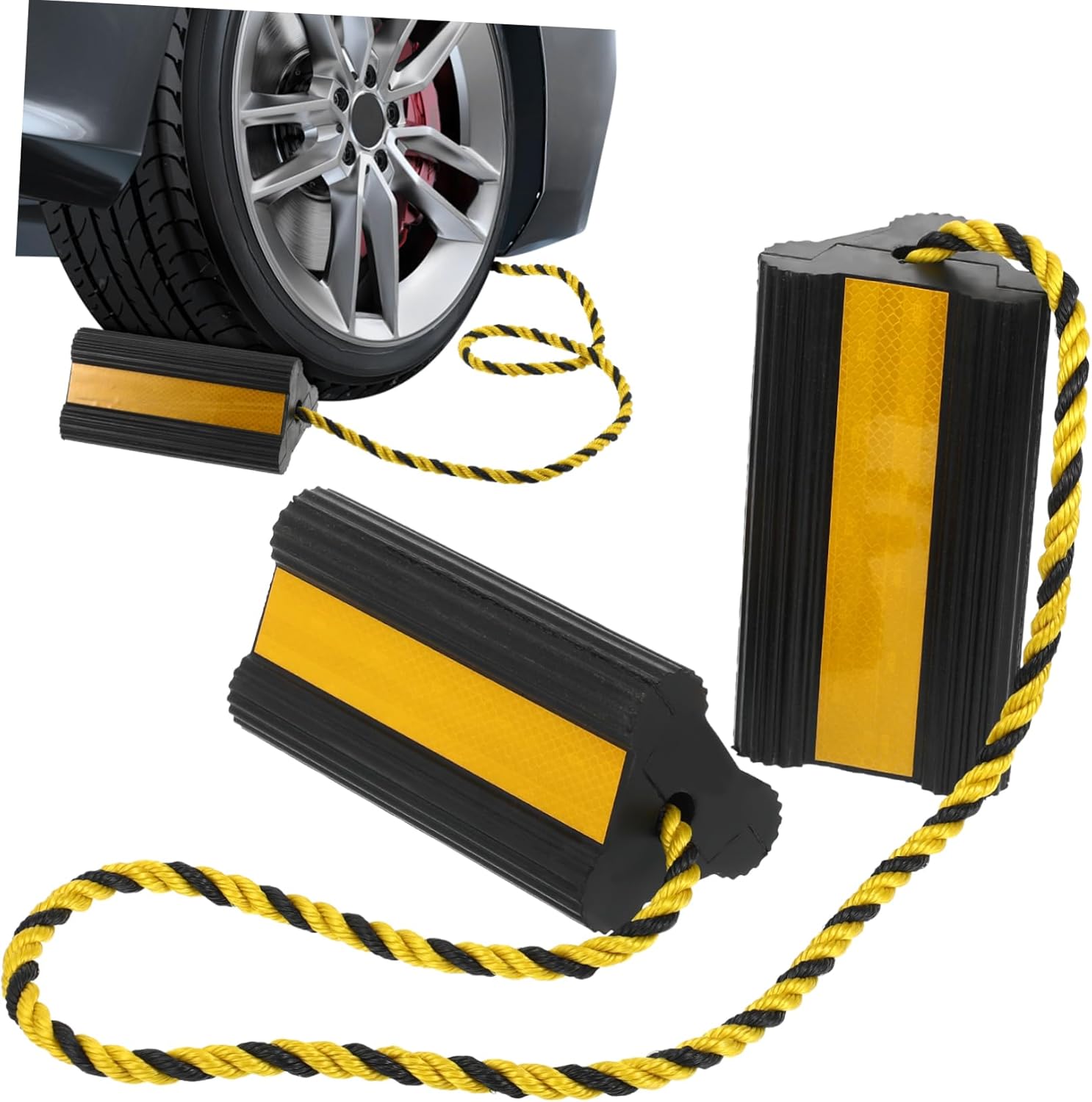 Heavy Duty Rubber Wheel Chocks for Rv Trailers Shock Absorbing Tire Stopper Easy Install Stabilizer for Trucks Campers and Motorcycles