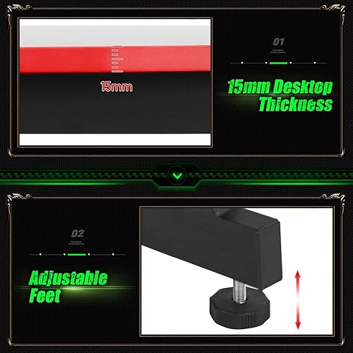 Miniatura 7 de Escritorio para juegos de computadora de 39.2 pulgadas, mesa de estudio con patas ajustables, moderna mesa de juegos con gancho para auriculares en