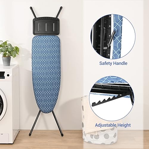 Miniatura 5 de APEXCHASER Tabla de planchar con soporte de hierro, 2 cubiertas resistentes al calor y alturas ajustables de siete niveles, tablas de hierro que