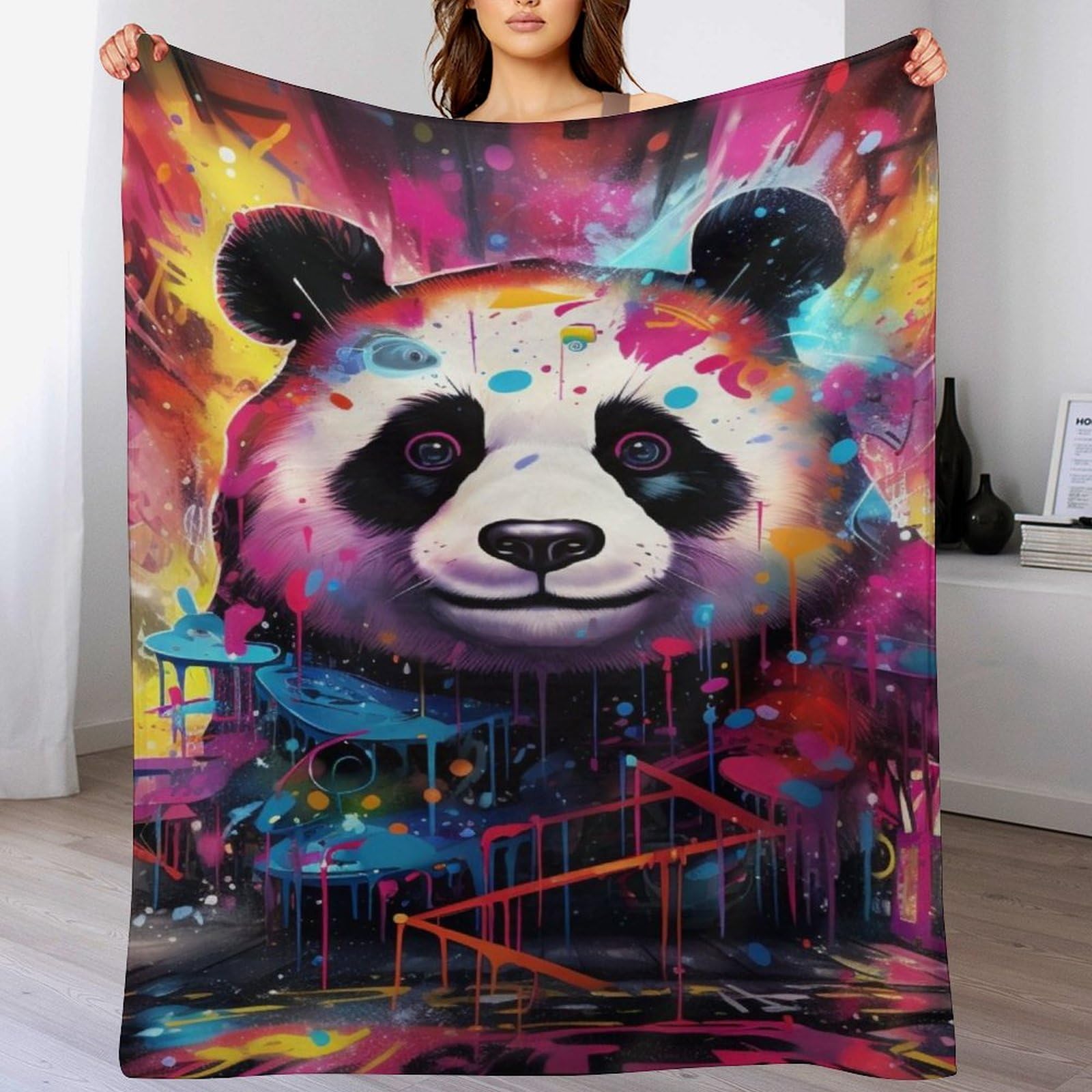 Couverture canapé chaude panda en flannel douce salon 130x150cm