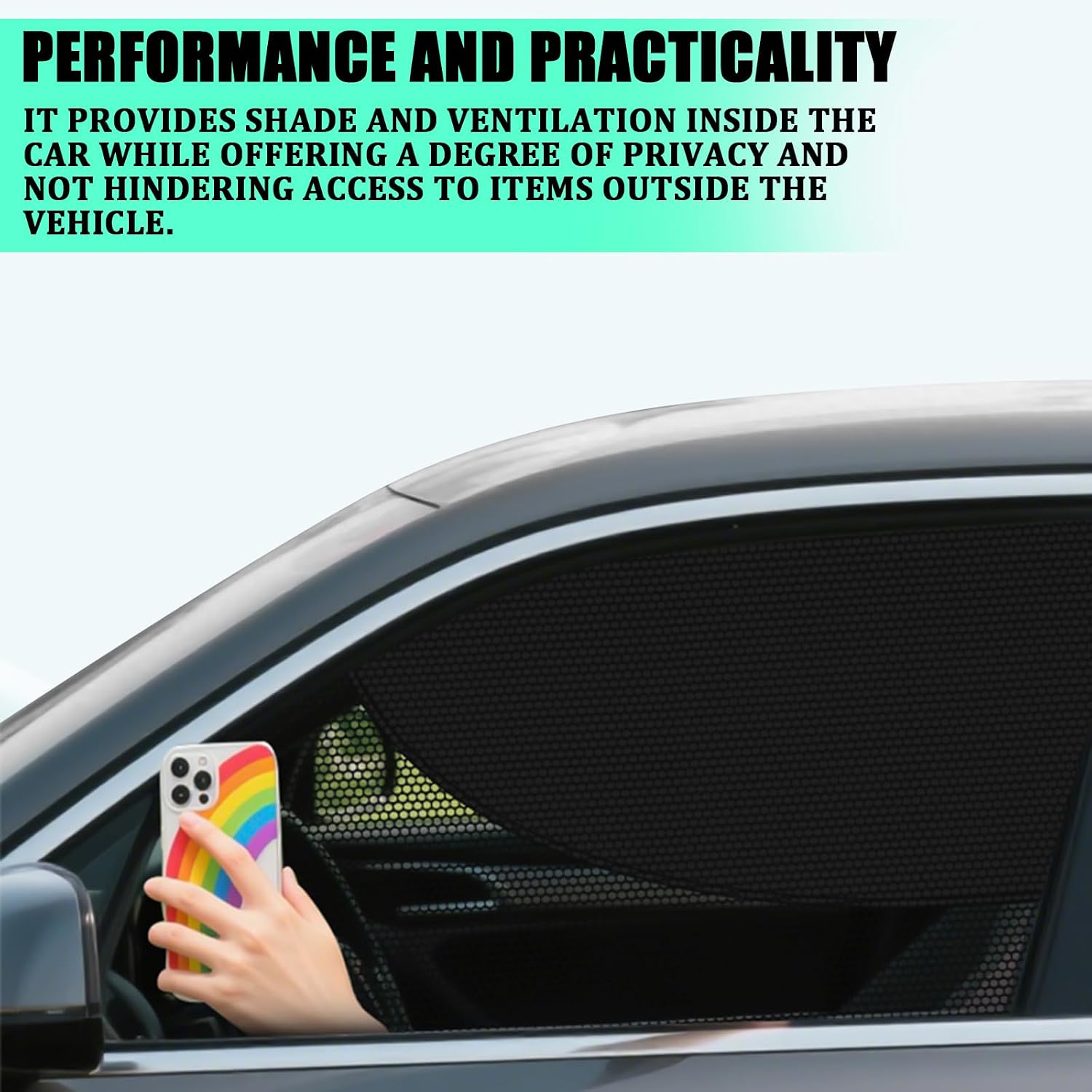 Car Window Sun Shades 2 Pack, Magnetic Double Layer Side Window Covers, Half Blackout & Half See-Through Design, UV Ray Heat Glare Blocker, Car Window Curtains for Driver Passenger, Universal Fit