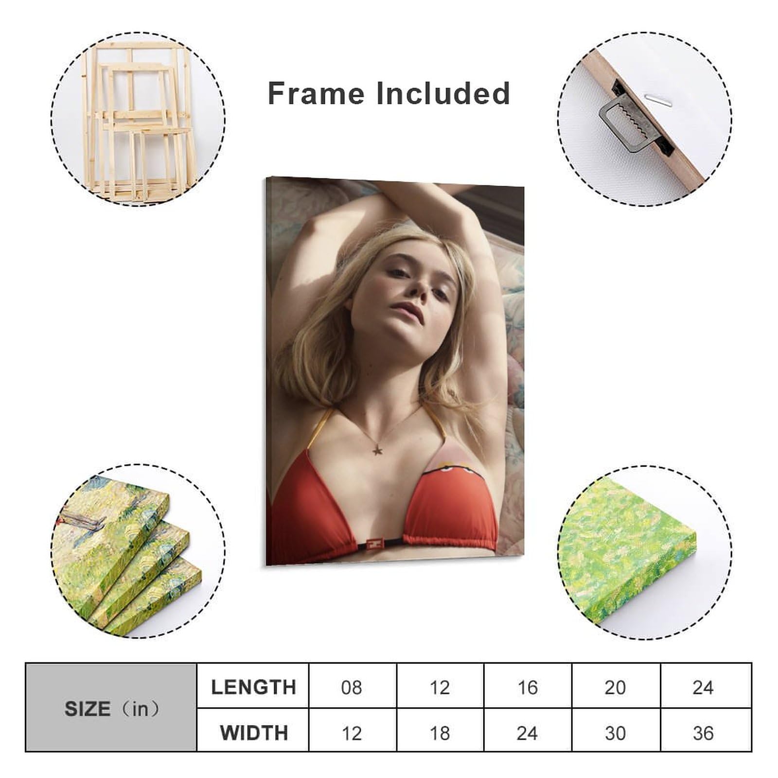 Elle Fanning Sexy Actress Poster (39) Print Photo Art Painting Canvas  Poster Home Decorative Bedroom Modern Decor Posters Gifts  20x30inch(50x75cm) : ...