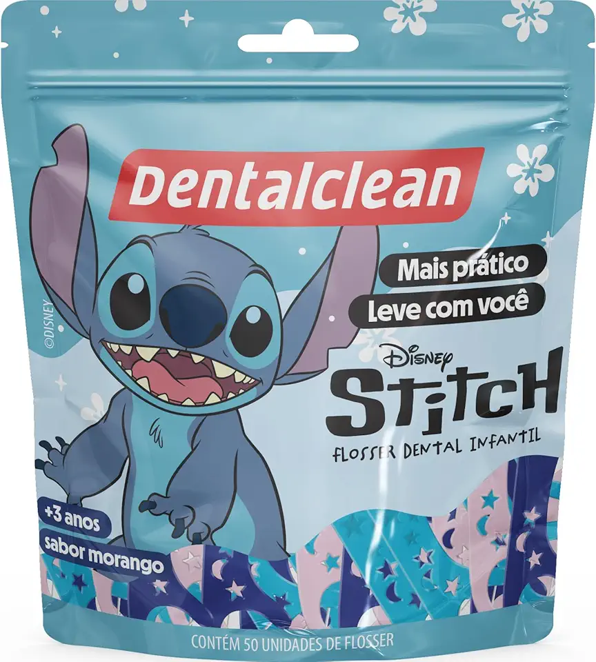 Dentalclean Fio Dental Flosser Stitch Sabor Morango 50 Unidades