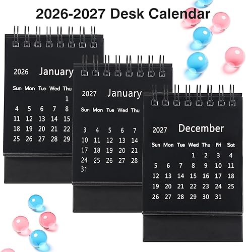 Miniatura 14 de Calendario de escritorio 2026-2027, calendario de 2 años desde enero de 2026 hasta diciembre de 2027, planificador mensual de mesa con calcomanías