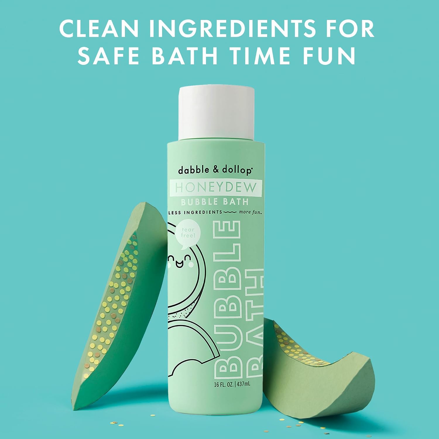 Dabble & Dollop Honeydew Bubble Bath for Kids & Family – Premium Tear-Free Bubble Bath for Sensitive Skin, Natural Origin Scent, Hypoallergenic Bath Bubbles (16 fl oz, Pack of 2)