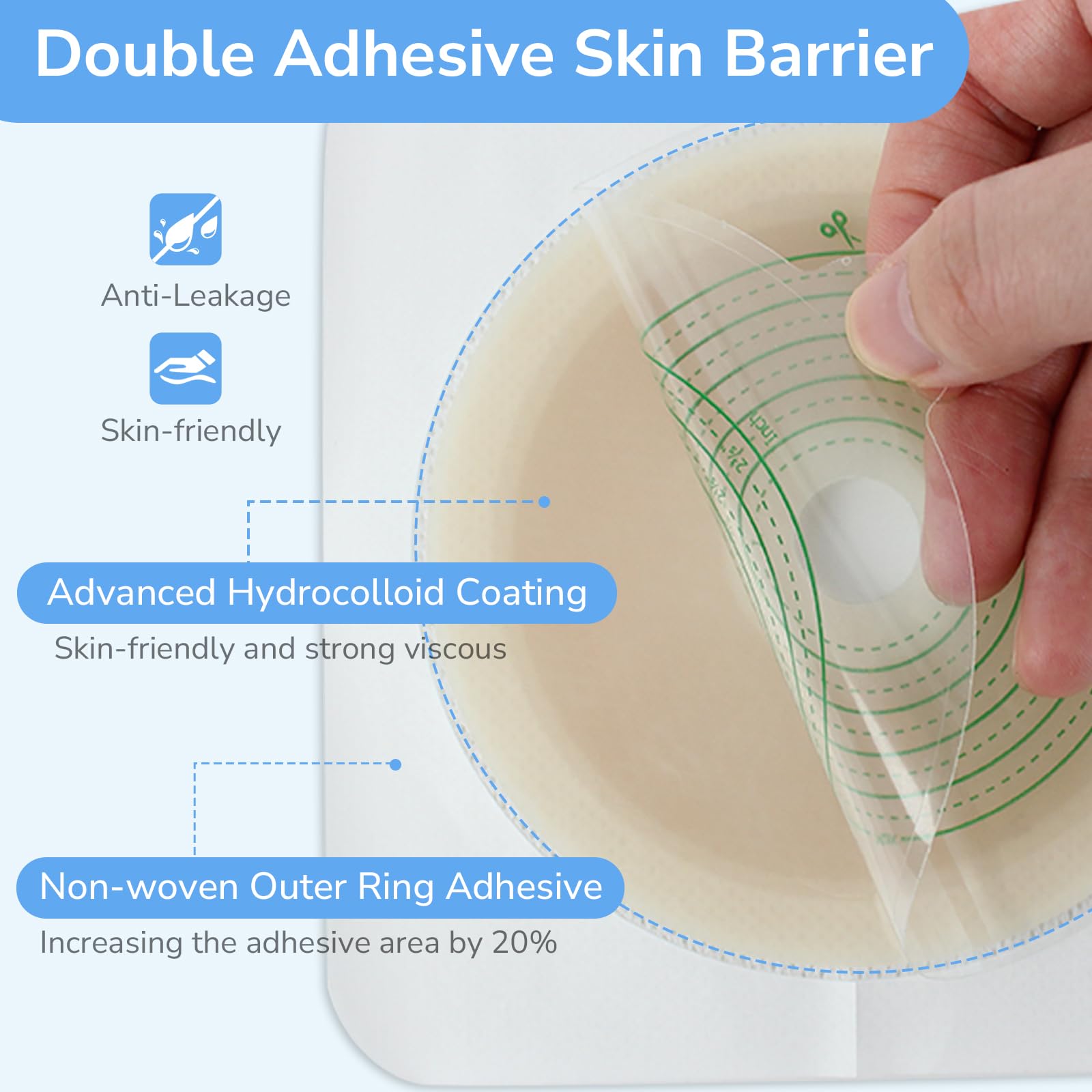 Heagimed 22pcs Ostomy Supplies Colostomy Bags, 2-Piece Colostomy Bags, Two-Piece Drainable Pouches with Closure for Ileostomy Stoma Care, Cut-to-Fit, 70mm Max (16 x Ostomy Bags+ 6 x Skin Barrier?