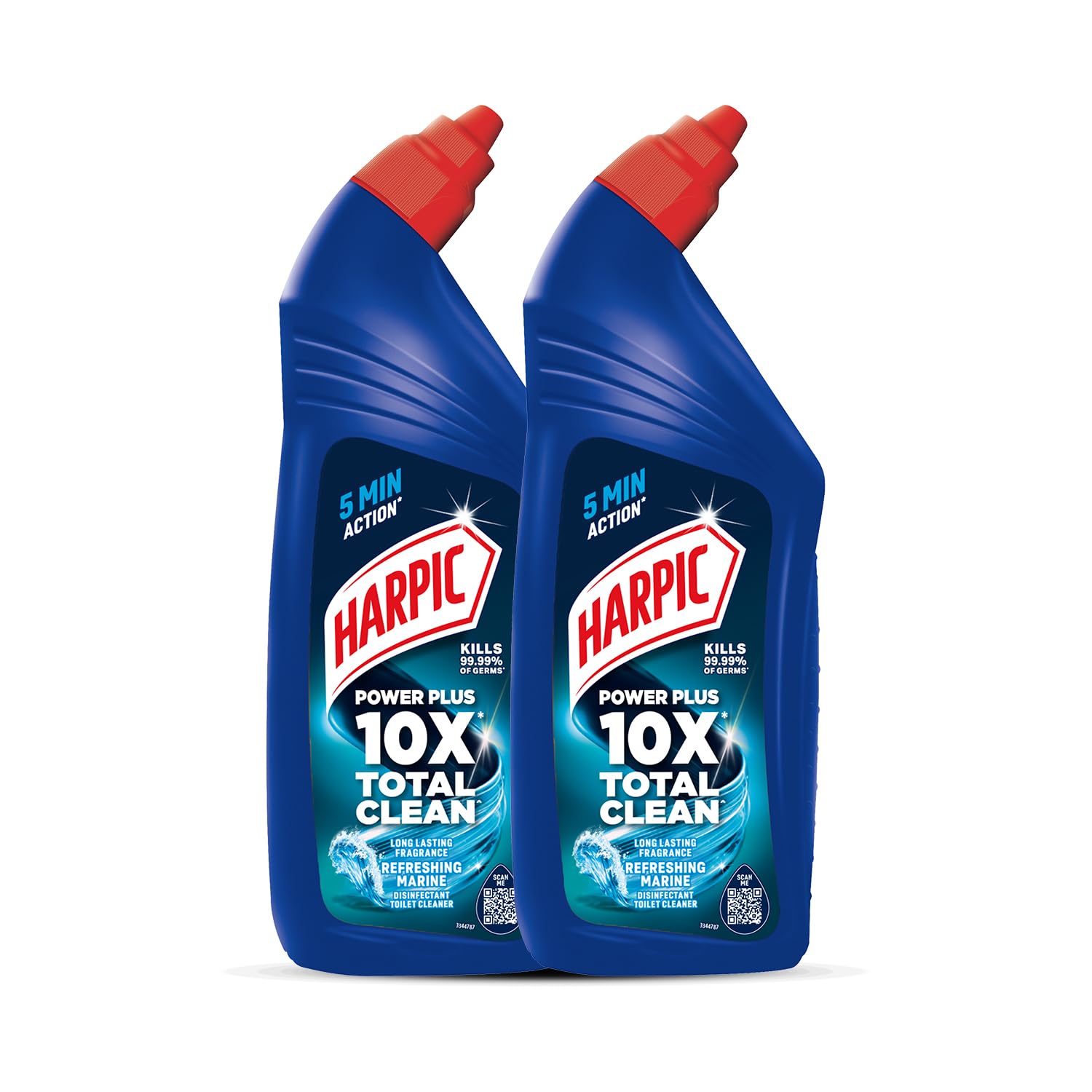 harpic 1 litre - marine, disinfectant toilet cleaner liquid | suitable for toilet bowls | refreshingly fragrant (pack of 2)