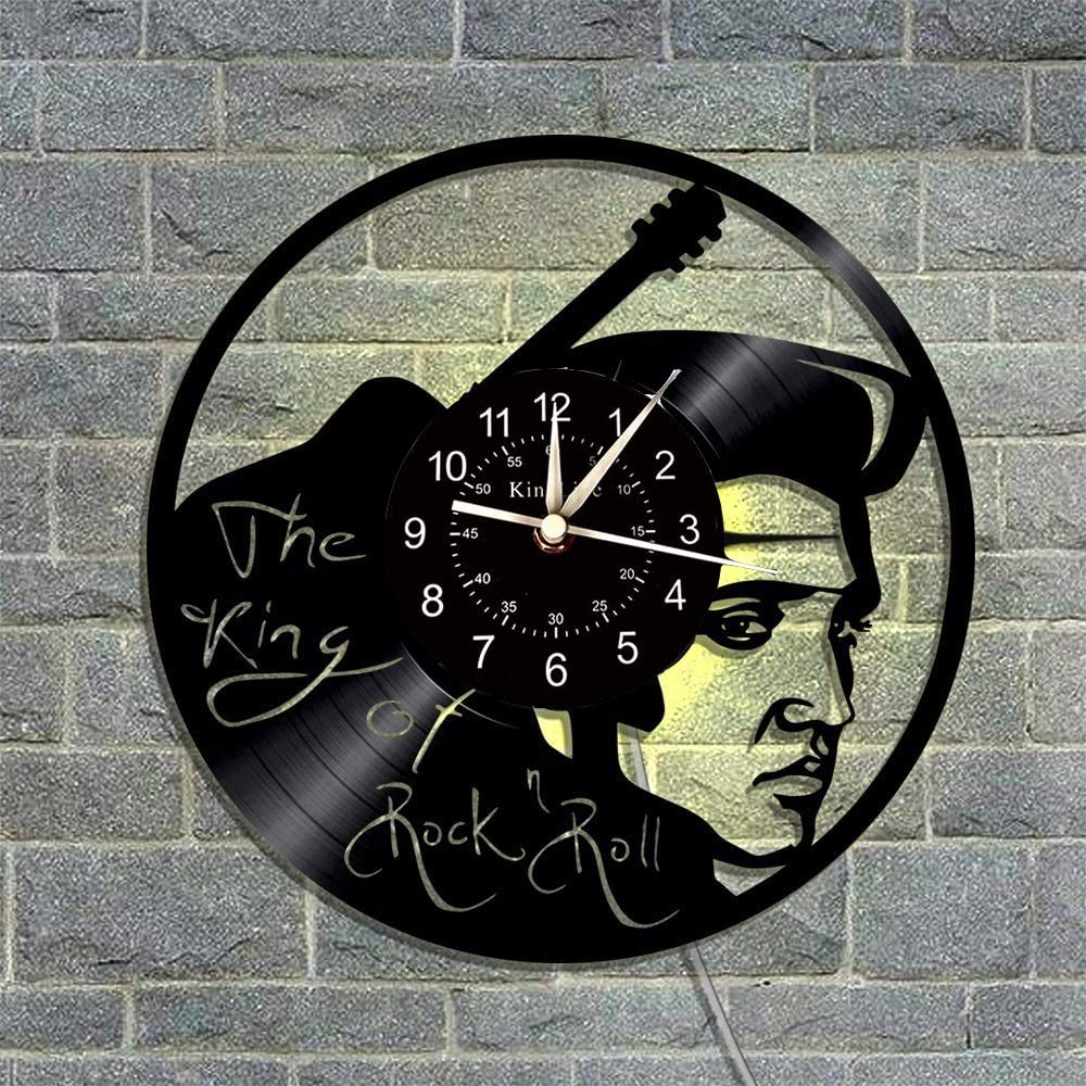 Smotly Large Vinyl Wall Clock - Elvis Presley Theme, Hand-Made Gift