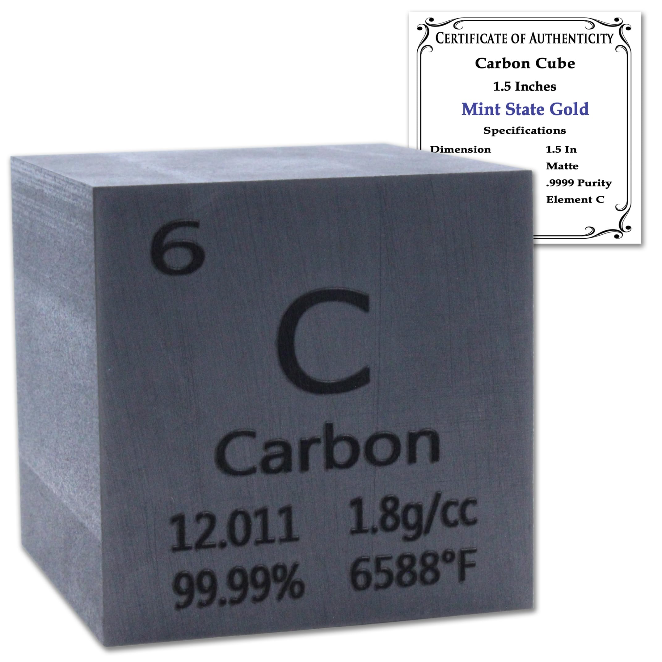 Graphite Carbon Cube 2 oz - High Purity for Science Enthusiasts and Element Collections with Certificate of Authenticity