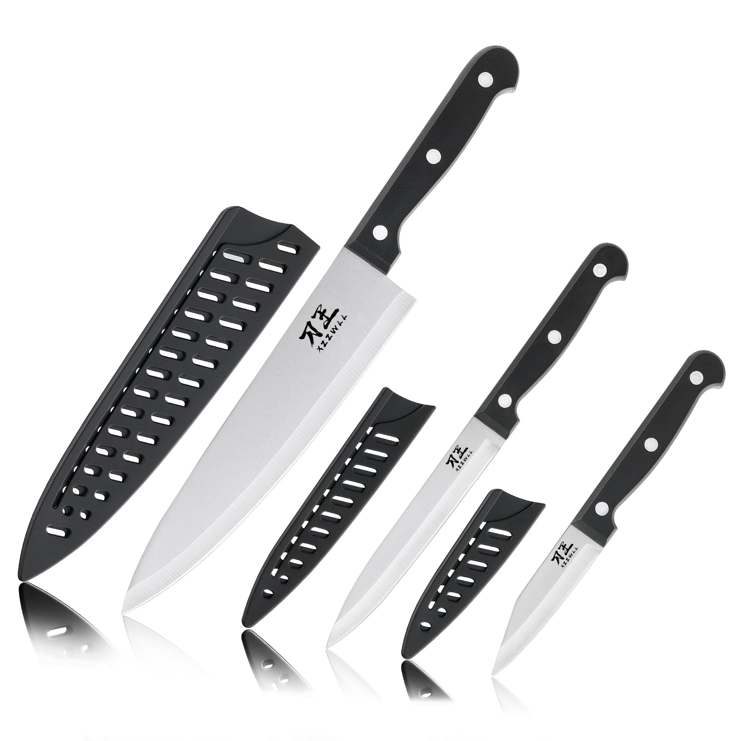 3 Piece Chef Knife Set with Sheaths - Premium Kitchen Knives -1