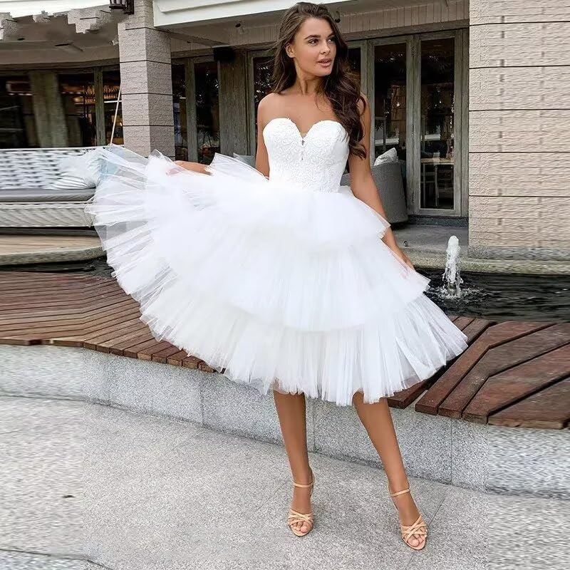 Lace Boho Short Wedding Dresses for Bride Applique Corset Wedding Dresses for Women Tulle Bridal Shower Dress3