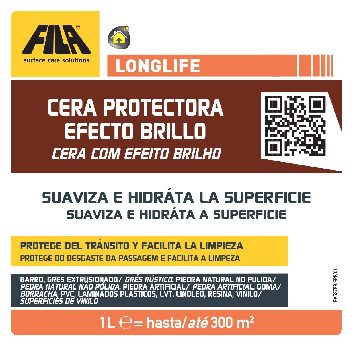 Fila Surface Care Solutions LONGLIFE Cera líquida para abrillantado de Suelos Porosas, Efecto Brillo, No Aplica