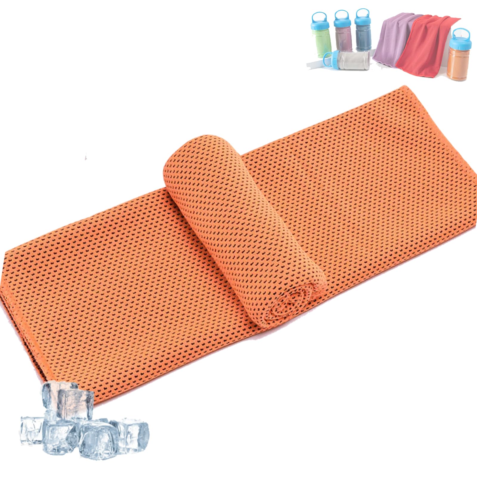 Ice Towel Cooling Towel, Cooling Towel In Bottle, Absorbent Quick-Drying Gym Cooling Towels, Cooling Bottle Cold Sweat Towel, Reusable Soft Absorbent Cooling Portable (Orange,30 * 100cm)
