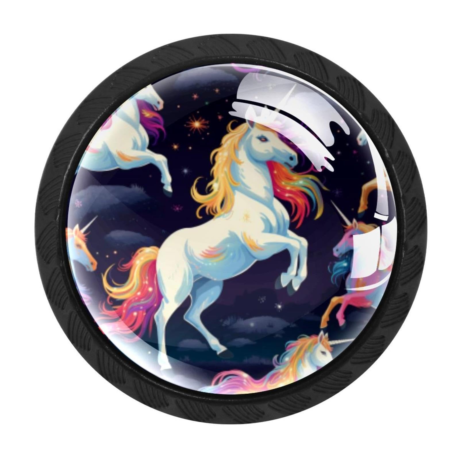 Chenzzzz Multicolored 02 4 Pack Cabinet Handles Black Rainbow Unicorn Cabinet Knobs Draw