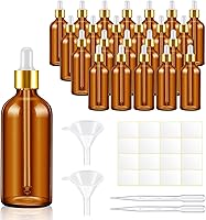 Vista 8 de Tessco for you Paquete de 20 botellas de vidrio con cuentagotas de 3.4 onzas, botellas de tintura de vidrio de 3.4 fl oz con cuentagotas con embudo