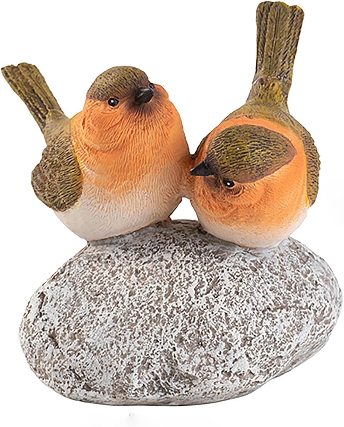 Mcuhm Robins on Stones - Resin Bird Statue Garden Decor, Handcrafted Robin on Rock Figurine for Outdoor & Indoor, for Bird Lovers, Patio, Windowsill Ornament (Frolics)