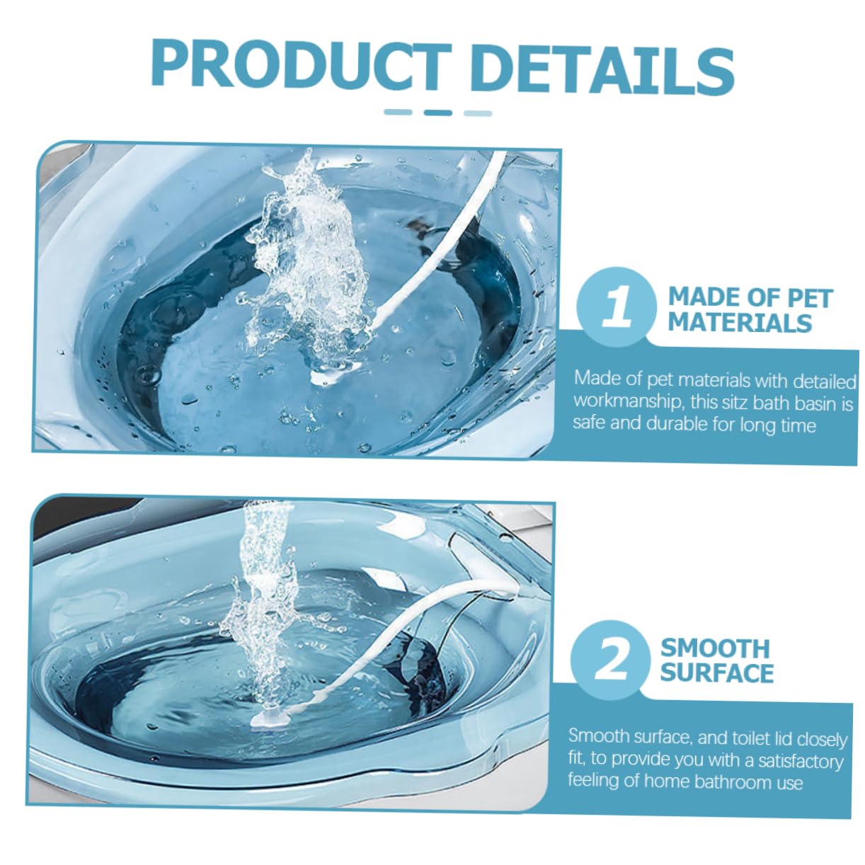 Bacino Sitz per Donne Post Parto in Pet Blu, 3 Pezzi | Sedile Wc Bacino di Assistenza Postpartum, Portatile e Facile da Installare, per Bagno e Igiene Quotidiana