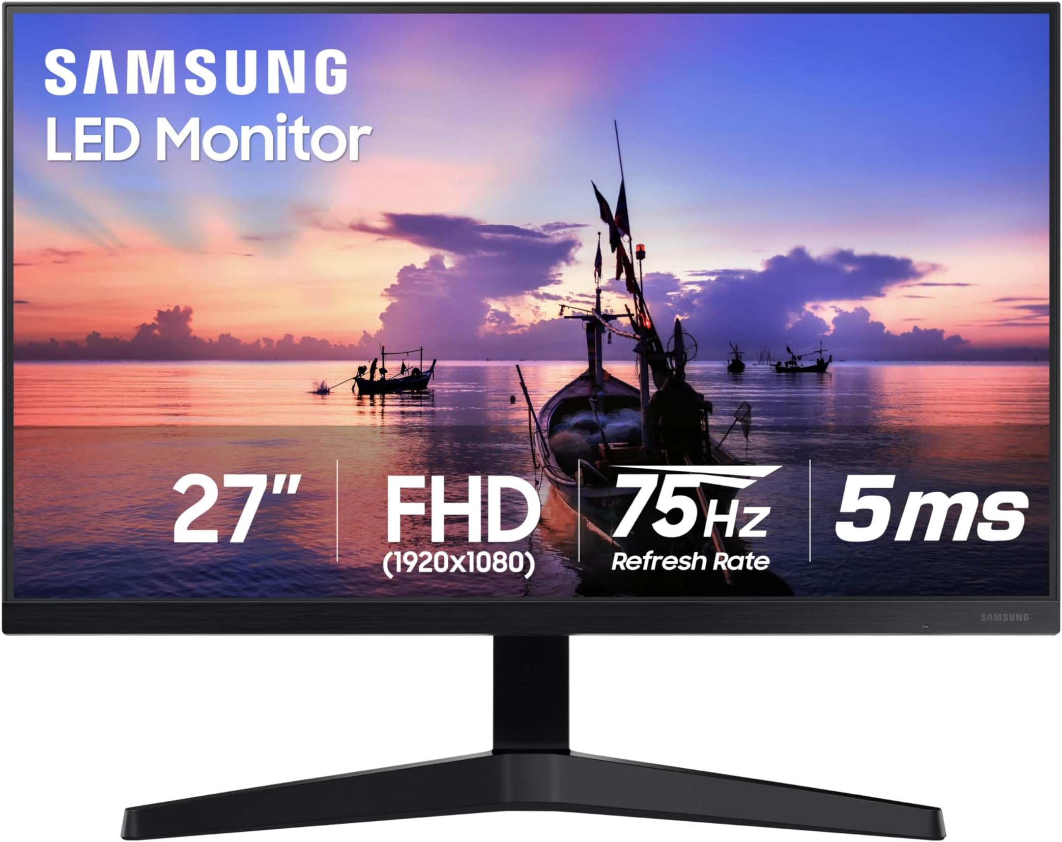 SAMSUNG 27-inch T35F LED Monitor with Border-Less Design, IPS Panel, 75hz, FreeSync, and Eye Saver Mode (LF27T350FHNXZA), Dark Blue Gray