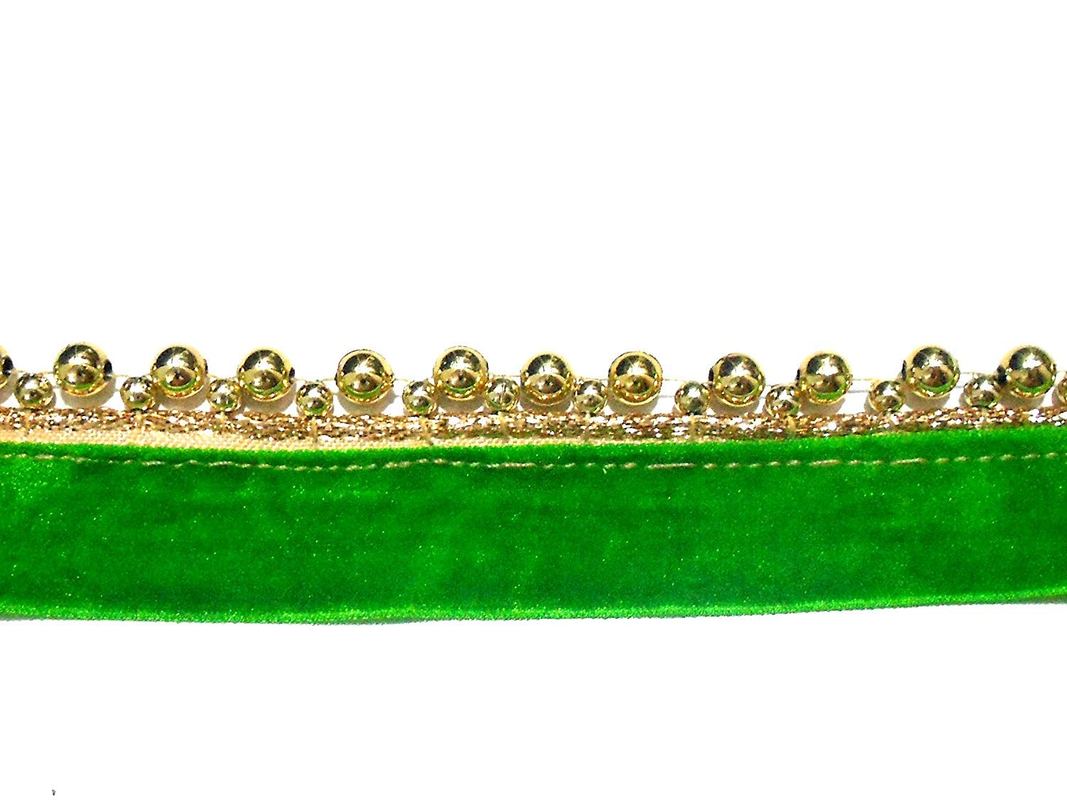 Velvet Bead Lace 8 mtr for Sarees/Lehangas/Suits/Dupattas/Other Dresses/Crafts/Hangings/Borders/Craft Works/Furnishings/Decorations (Green)