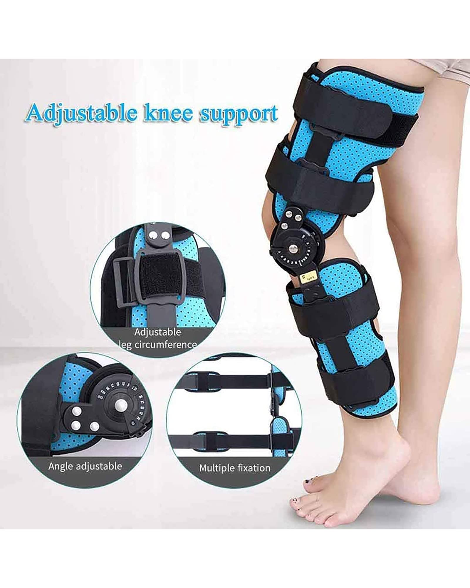 Ortesi del ginocchio Regolabile Staffa di fissaggio dell'articolazione del ginocchio articolata Stabilizzatore per gambe in lega di alluminio Dispositivo di allenamento per il recupero di infortuni