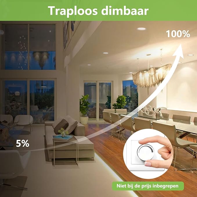 Greenclick Led-inbouwspots, 230 V, 9 W, 720 lm, plafondspots, dimbaar, 11 mm, ultra plat, inbouwlampen met transformator, IP44, led-spots, lamp voor badkamer, keuken, woonkamer, warmwit, 3000 K, rond photo 3