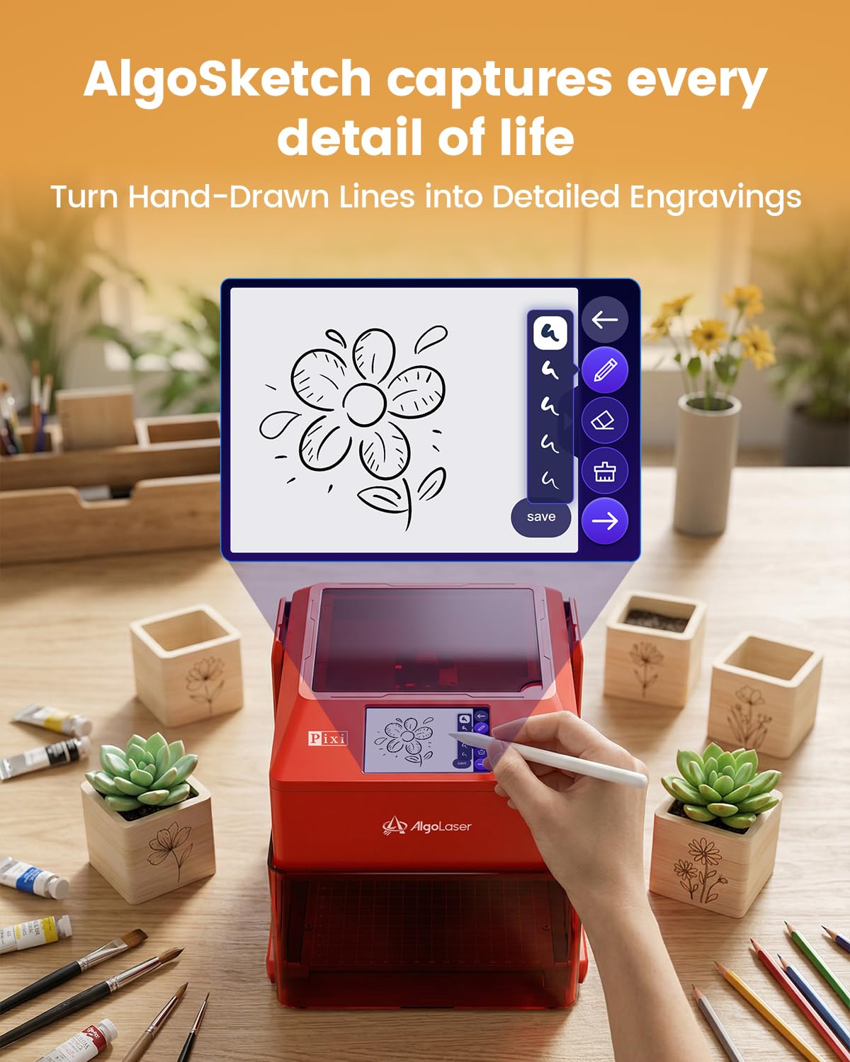 Amazon.co.jp: AlgoLaser Pixi スマートレーザー彫刻機 - 3W