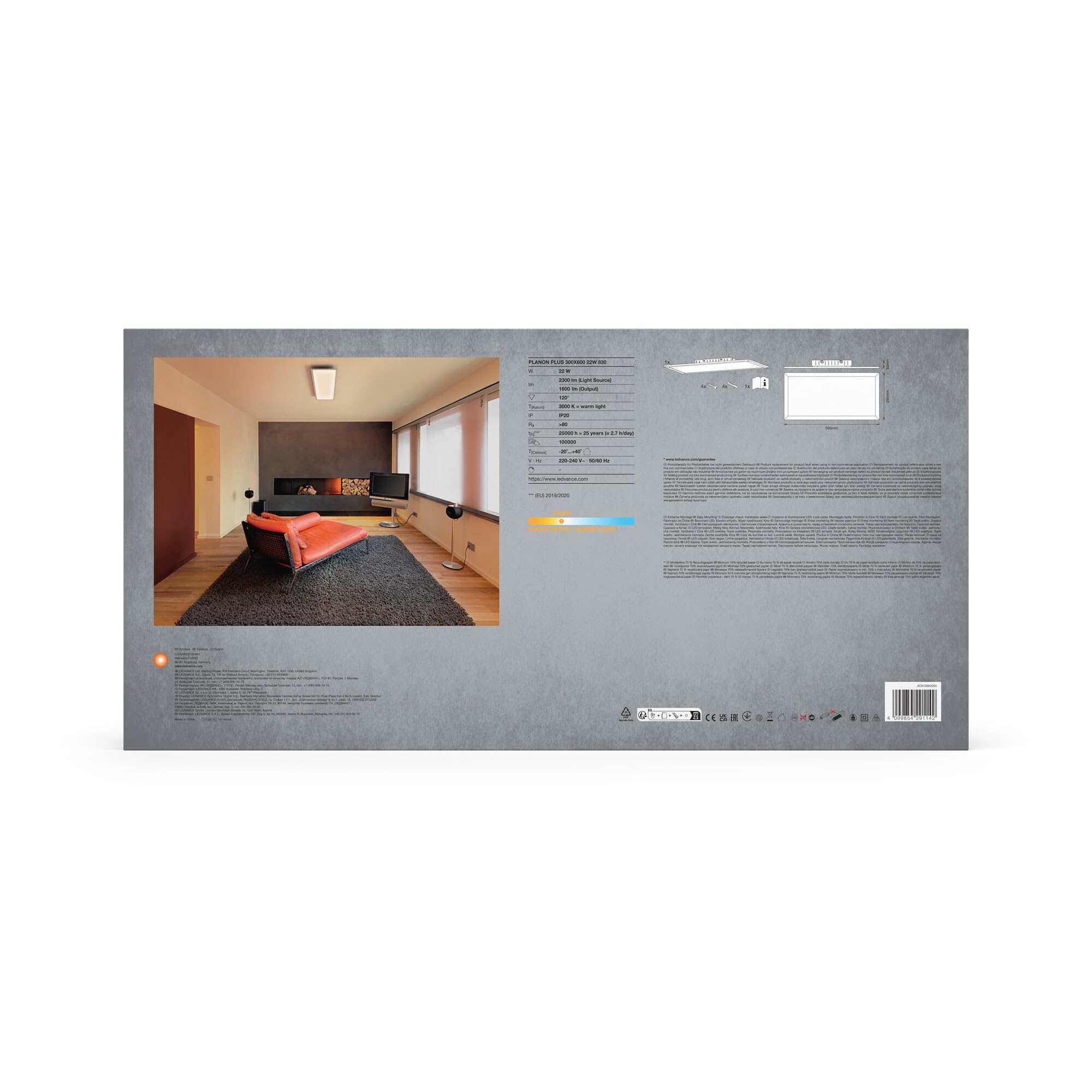 LEDVANCE Planon Plus plafoniera in bianco con tecnologia LED avanzata, 22 | , Ceiling Luminaire, dia, , confezione da 1