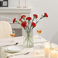 Vista 6 de Jarrón de vidrio transparente para flores, florero para ramo, jarrones de vidrio modernos, jarrones acanalados para sala de estar, dormitorio, mesa