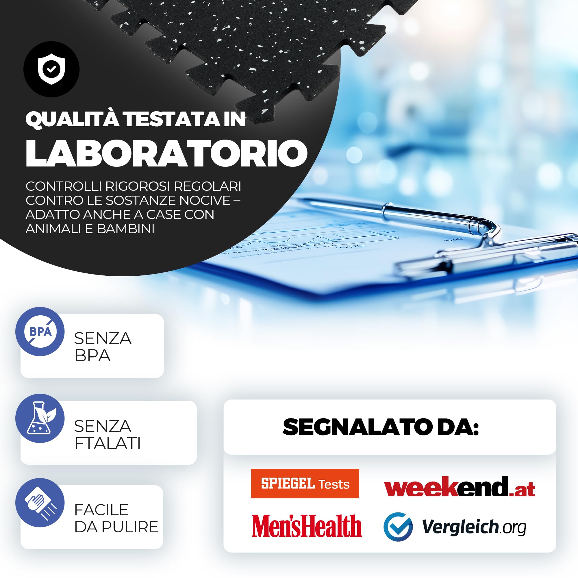 Tappeto Palestra Tappetino Fitness da Ginnastica a Puzzle - Pavimento Protettivo Incastro Tatami Gomma Allenamento Protezione Sport| Materassino Gommato Mattonella Pavimentazione per Home Gym Manubri