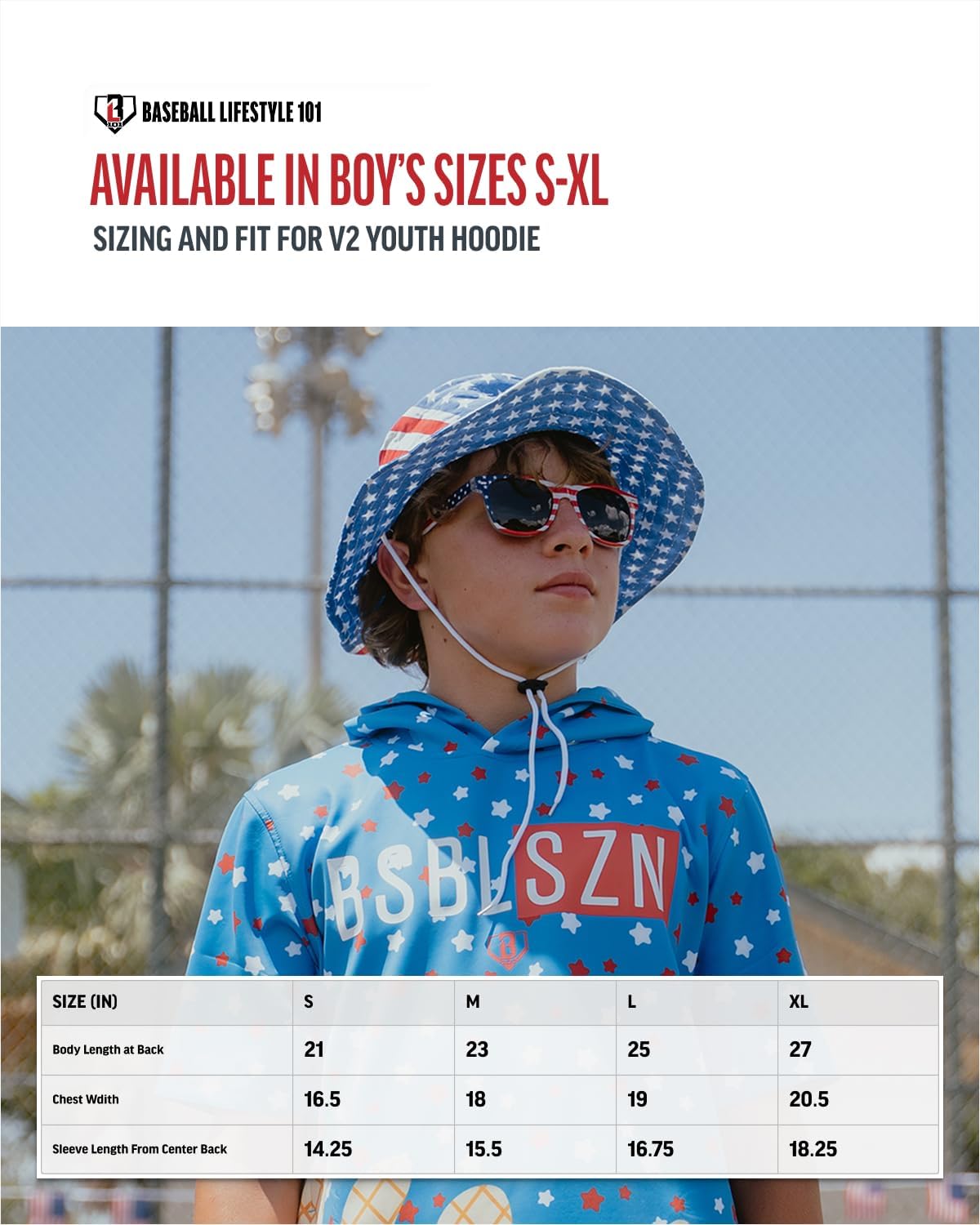 Baseball Lifestyle 101 BSBL SZN Youth Short Sleeve Hoodie with Front Pouch Pocket V2 Ice Cream Sizes Youth Small to XL