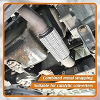 Vista 4 de Protector térmico de escape para automóvil, 15 x 93 pulgadas, material de protección térmica de aluminio en relieve con 20 bridas de metal