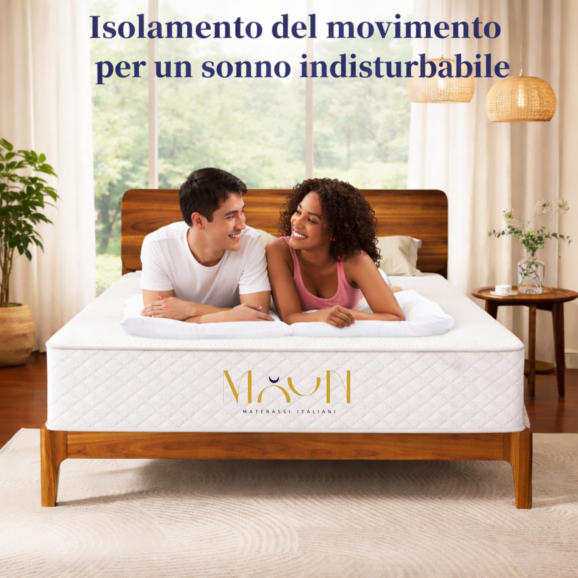 MUUN Materasso MATRIMONIALE 160x190 cm, Altezza 19 cm - SFODERABILE - Waterfoam, Ortopedico, Ergonomico, Anallergico e Antibatterico, GARANZIA 20 ANNI, ISOLA IL MOVIMENTO, SELENE
