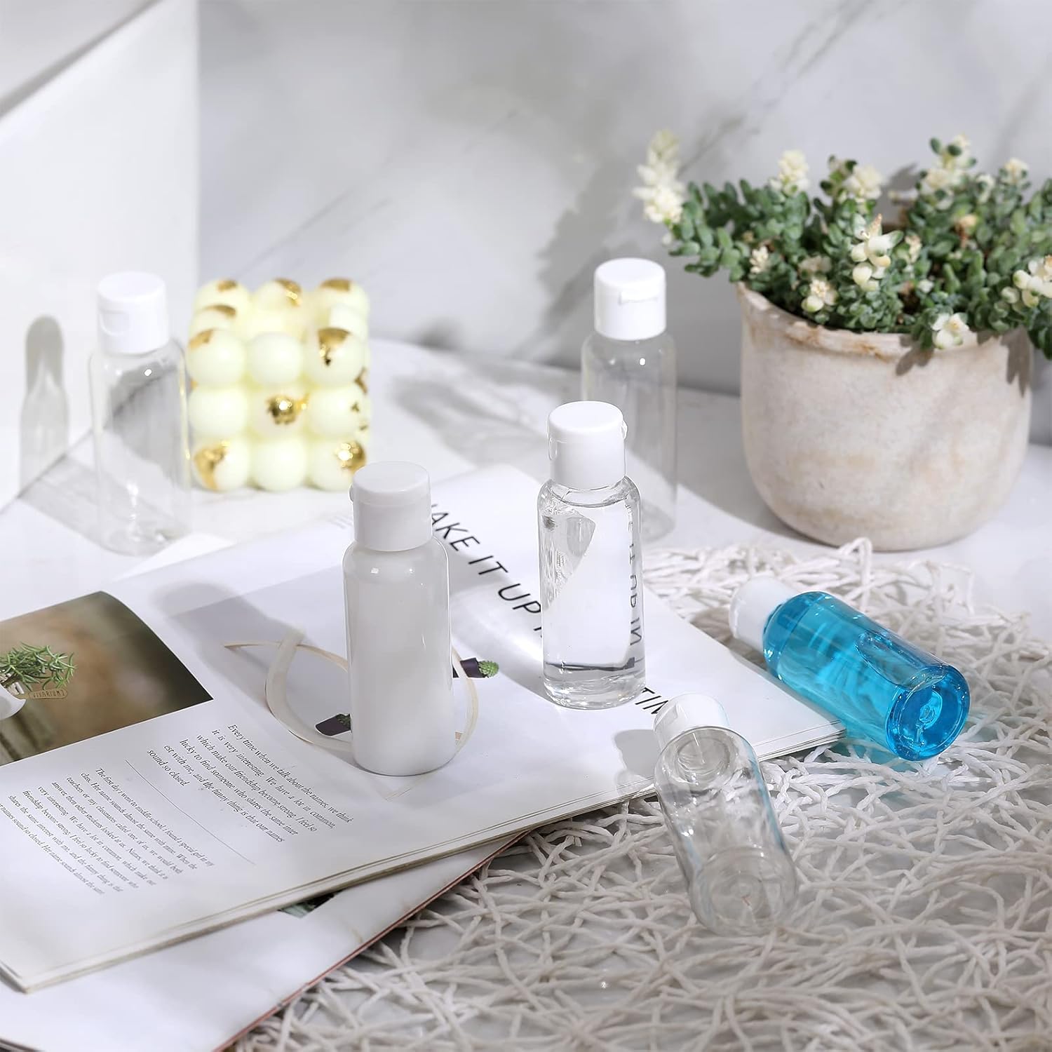 200 Pcs 1.7 oz Travel Bottles for Toiletries Empty Clear Plastic Refillable Small Travel Size Bottles for Liquids with Flip Cap Shampoo Lotion Conditioner Soap Shower