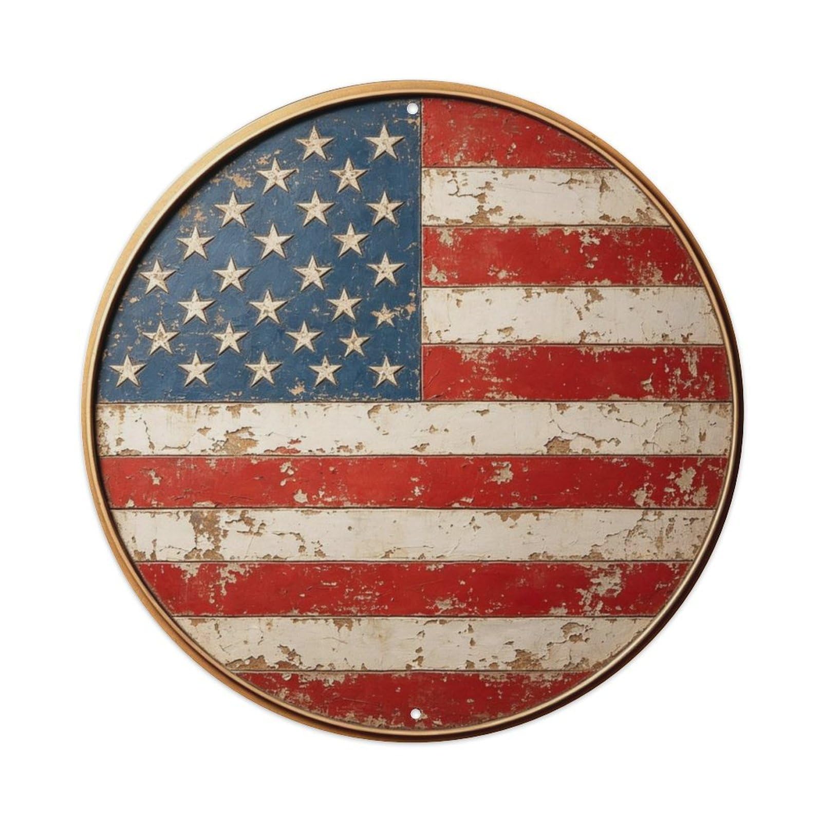 Vintage American Flag Metal Tin Sign Plaque