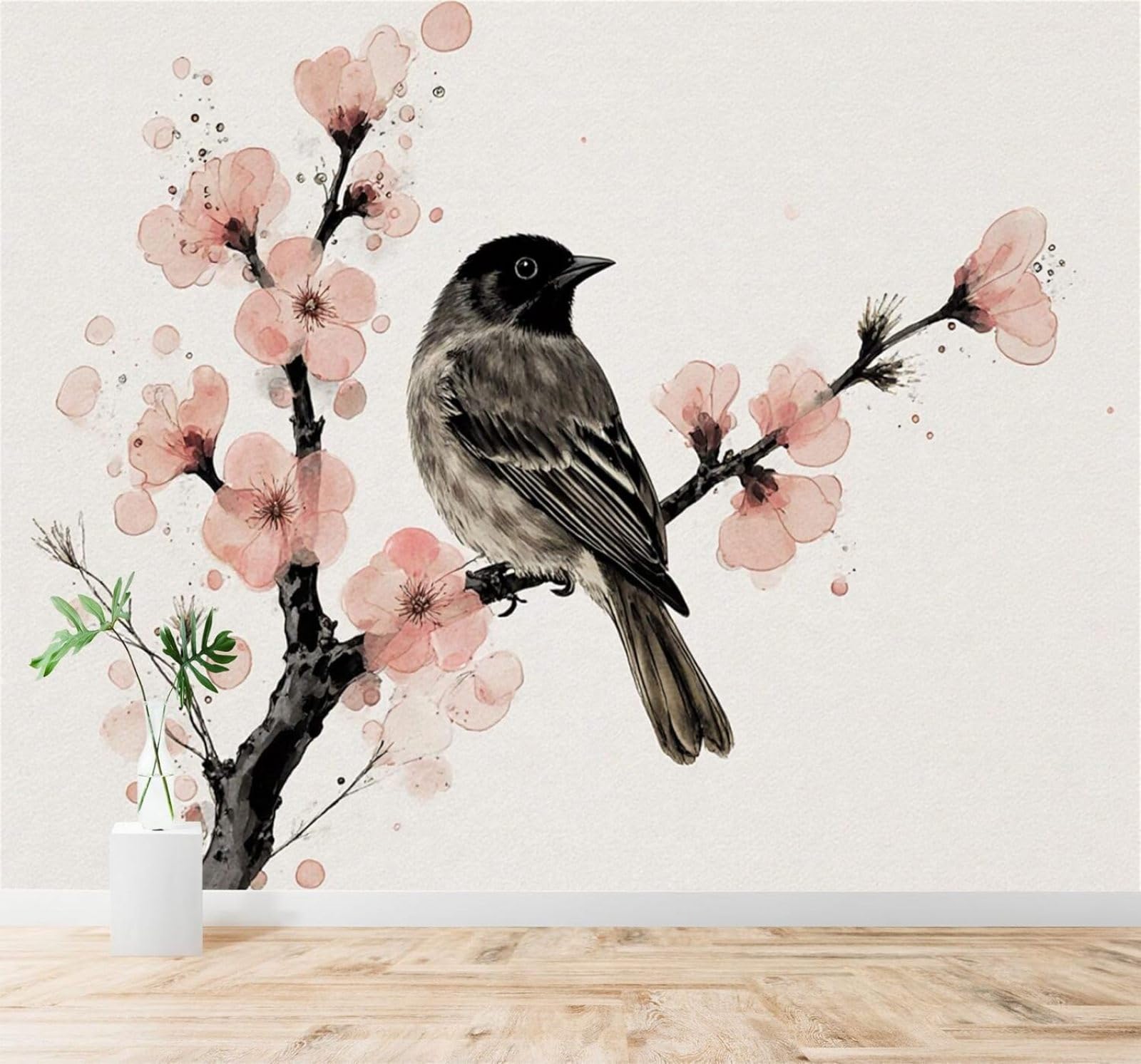 Papier peint oiseaux aquarelle pour créer un salon nature et zen
