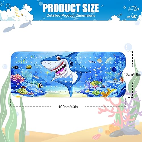 Miniatura 2 de Vanleonet Tapete de baño para bebé para niños, tapete antideslizante de 40 x 16 pulgadas, tapete de ducha para niños pequeños con ventosas y