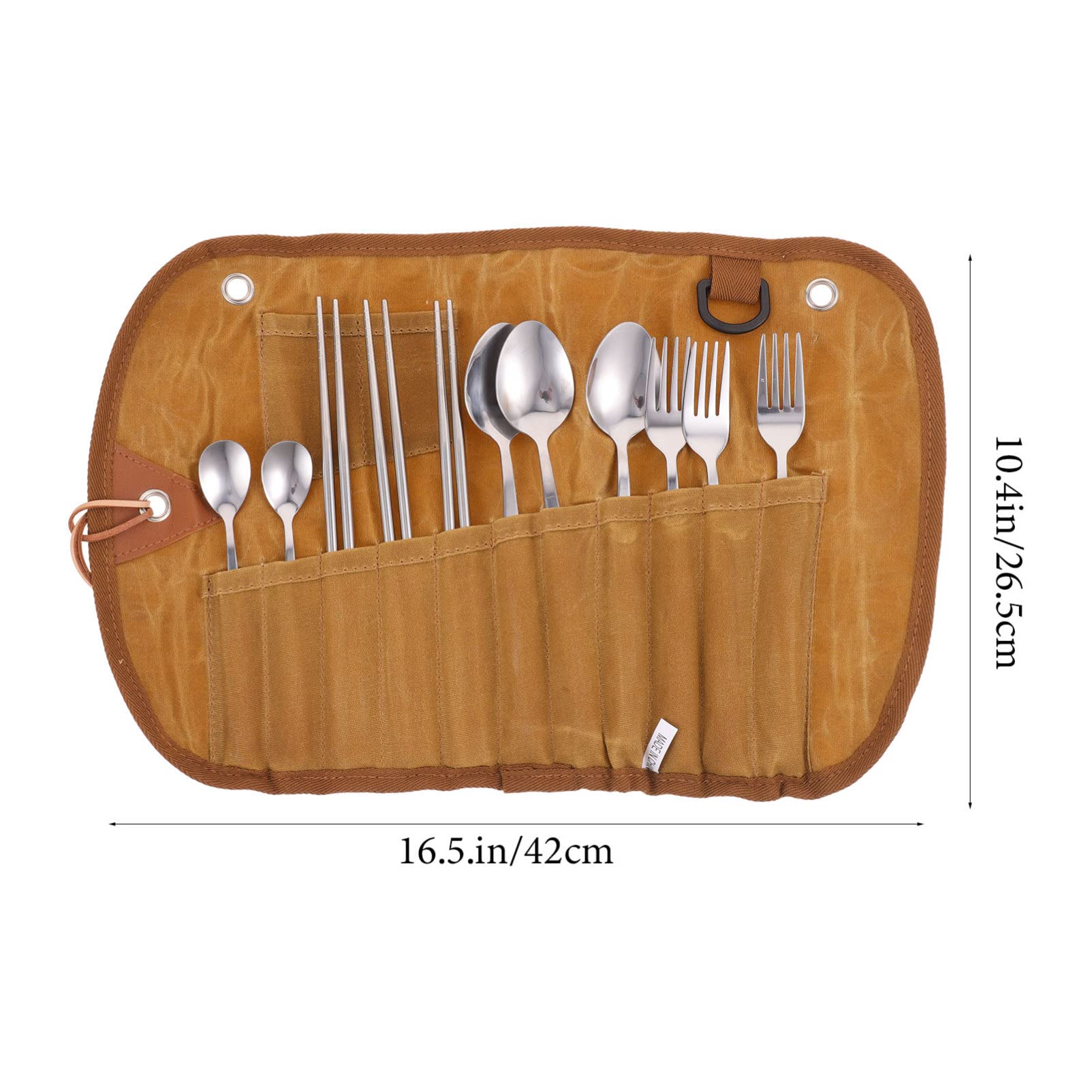 Ensemble de Vaisselle et Ustensiles de Camping Pliable, Pochette en Toile Résistante, Couverts Portables Légers, pour Randonnée, Pique-niques et Voyages en Plein Air
