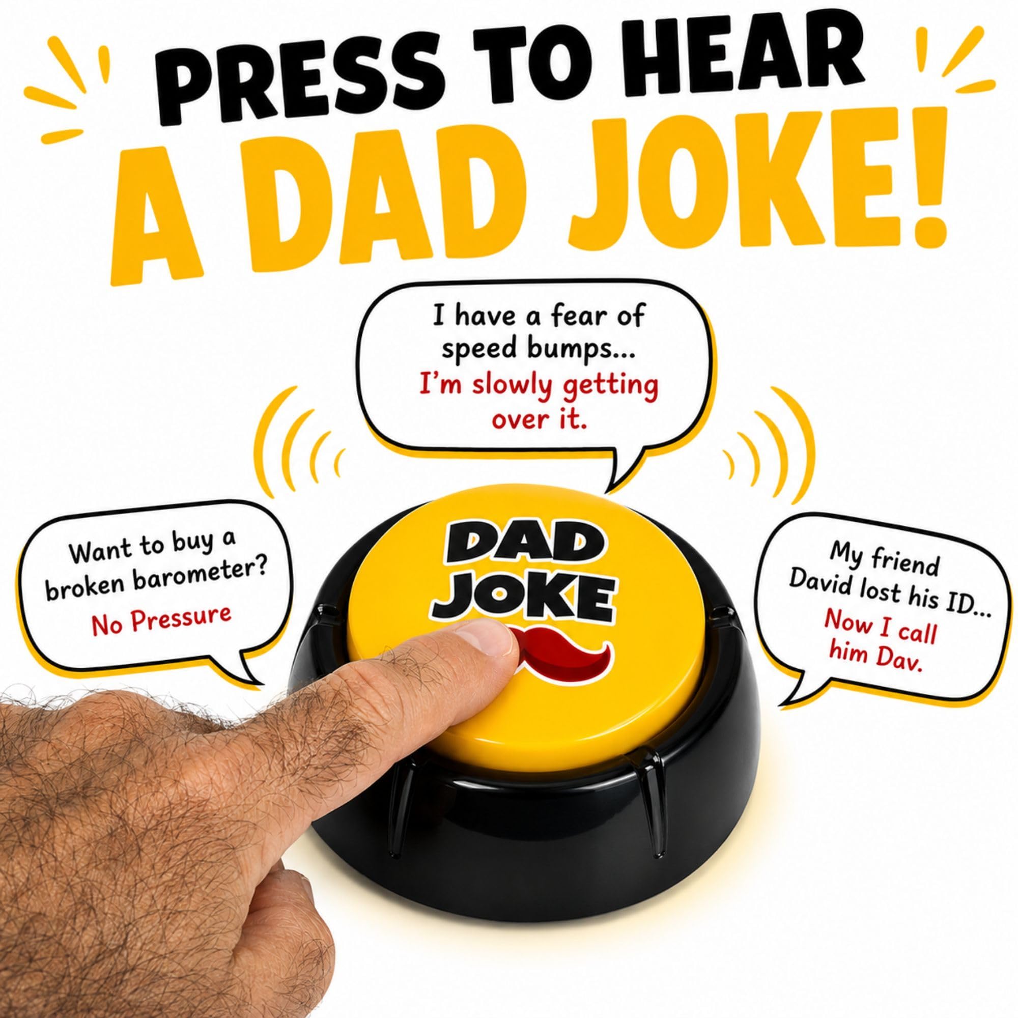 The Original Dad Joke Button | Funny Gift for Fathers, Men, Dad, Grandpa | Unique Present from Daughter or Son | White Elephant, Prank & Gag Gift | Cool Office Desk Toy Talking Gadget — Amazon image 2