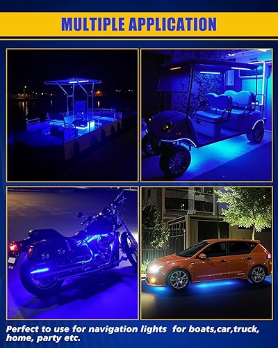Miniatura 4 de Tira de luz LED para automóvil, luces interiores azules para camiones, 15 SMD, IP67, impermeable, para automóvil, motocicletas, barco, carrito de