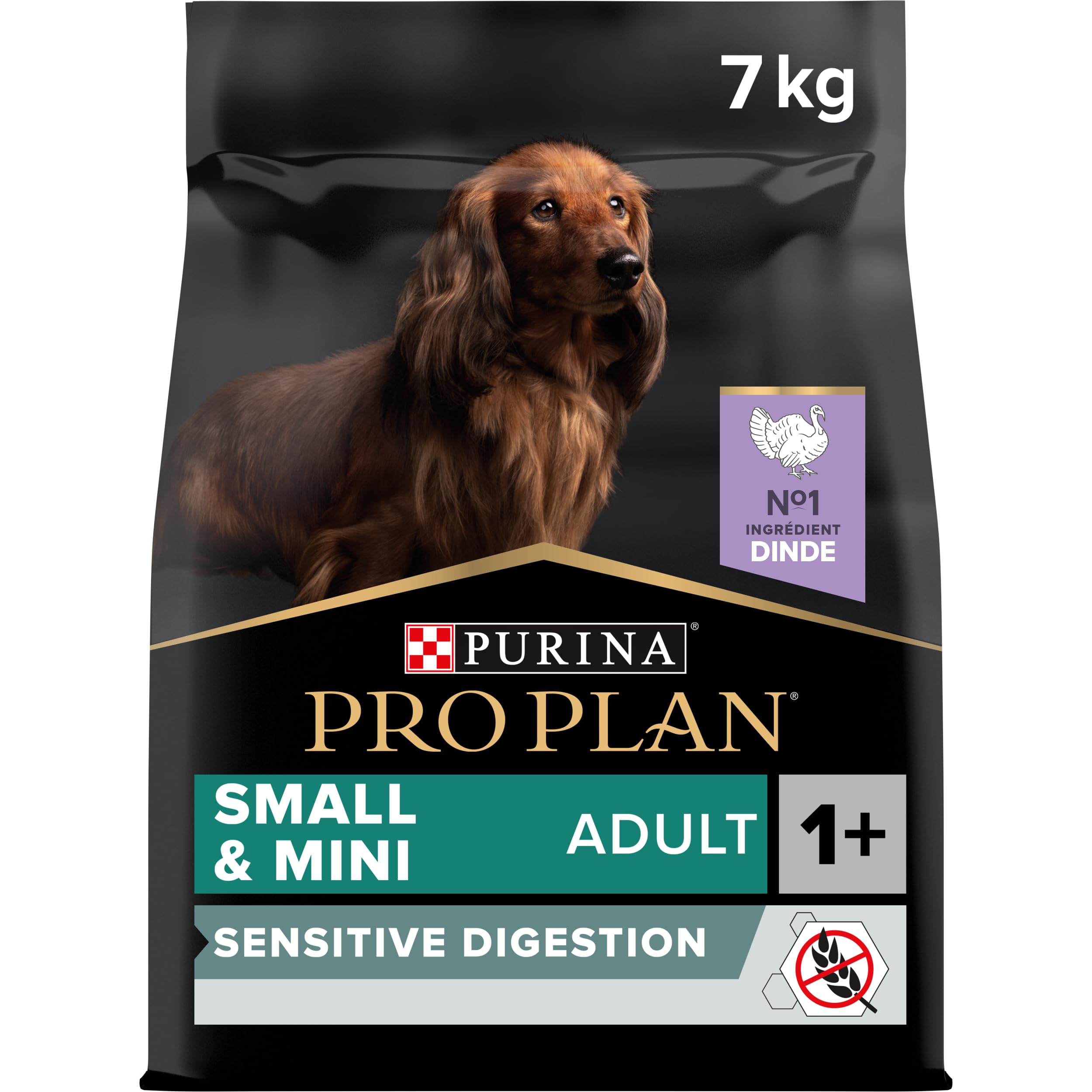 PURINA PRO PLAN | Sensitive Digestion | Croquettes complètes pour chiens adultes de petite taille | Favorise un système digestif sain |Riche en Dinde | Croquettes | Chiens adultes | Sac de 7kg | Croquettes Chien Petite Taille Digestion Sensible Saveur Din