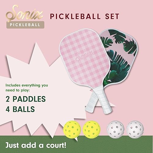 Miniatura 3 de Sonix Aprobado por USAPA Juego de 2 palas de pickleball Juego de pickleball de superficie de fibra de vidrio con 2 raquetas, 4 bolas y bolsa