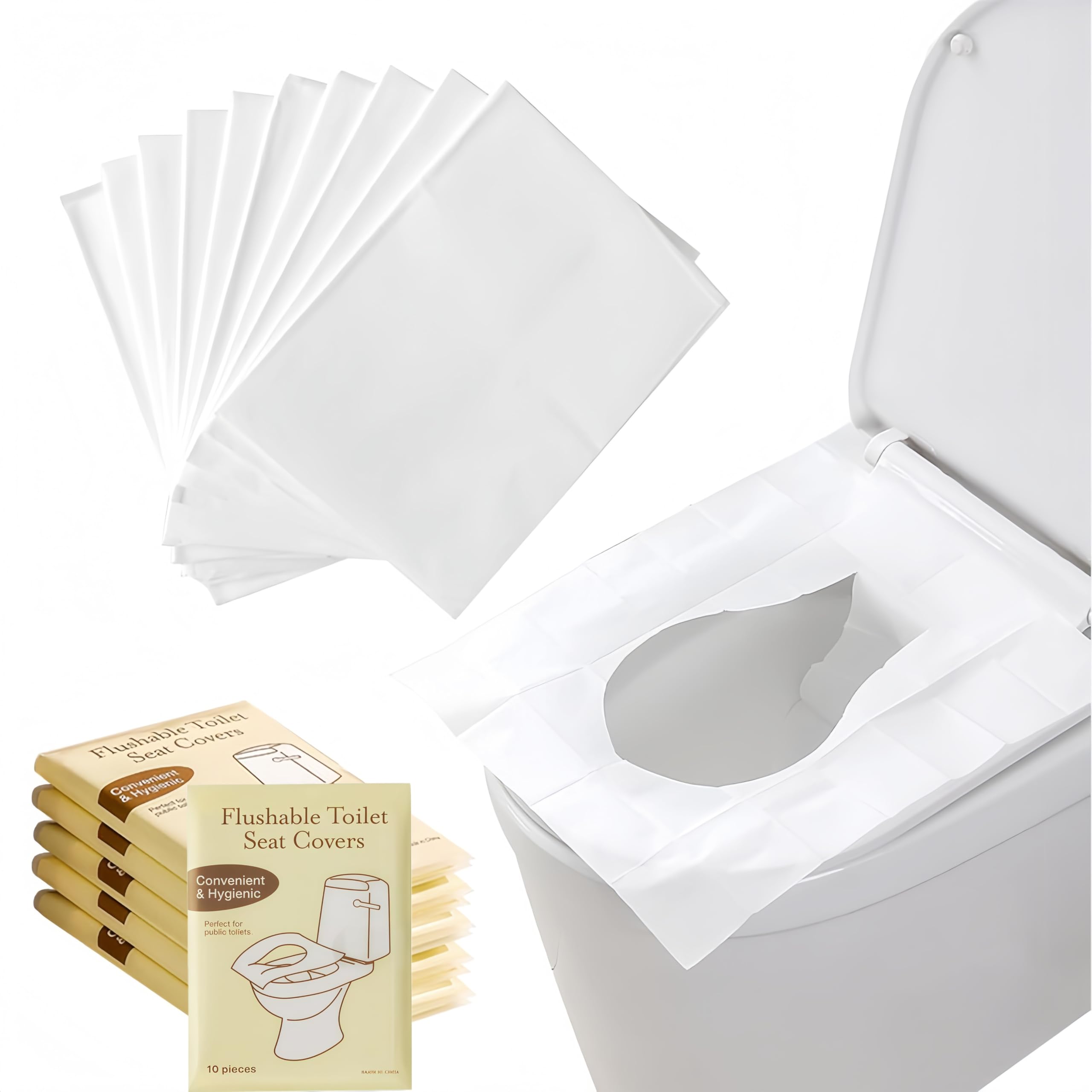 60 Pièces Protege Toilette Jetable,Protege WC Jetable,Portable Protection Housse de Siège pour Adultes et Enfants,Les Voyages,Les Toilettes Publiques