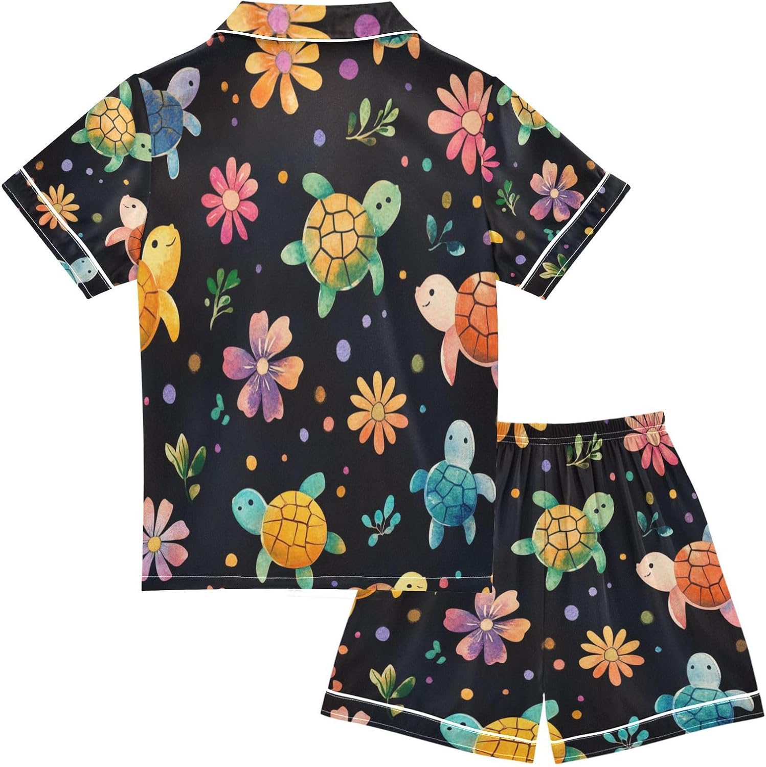 Silk Pajamas Sets Soft Satin 2 Piece Pjs Set Short Sleeve Sleepwear Nightwear