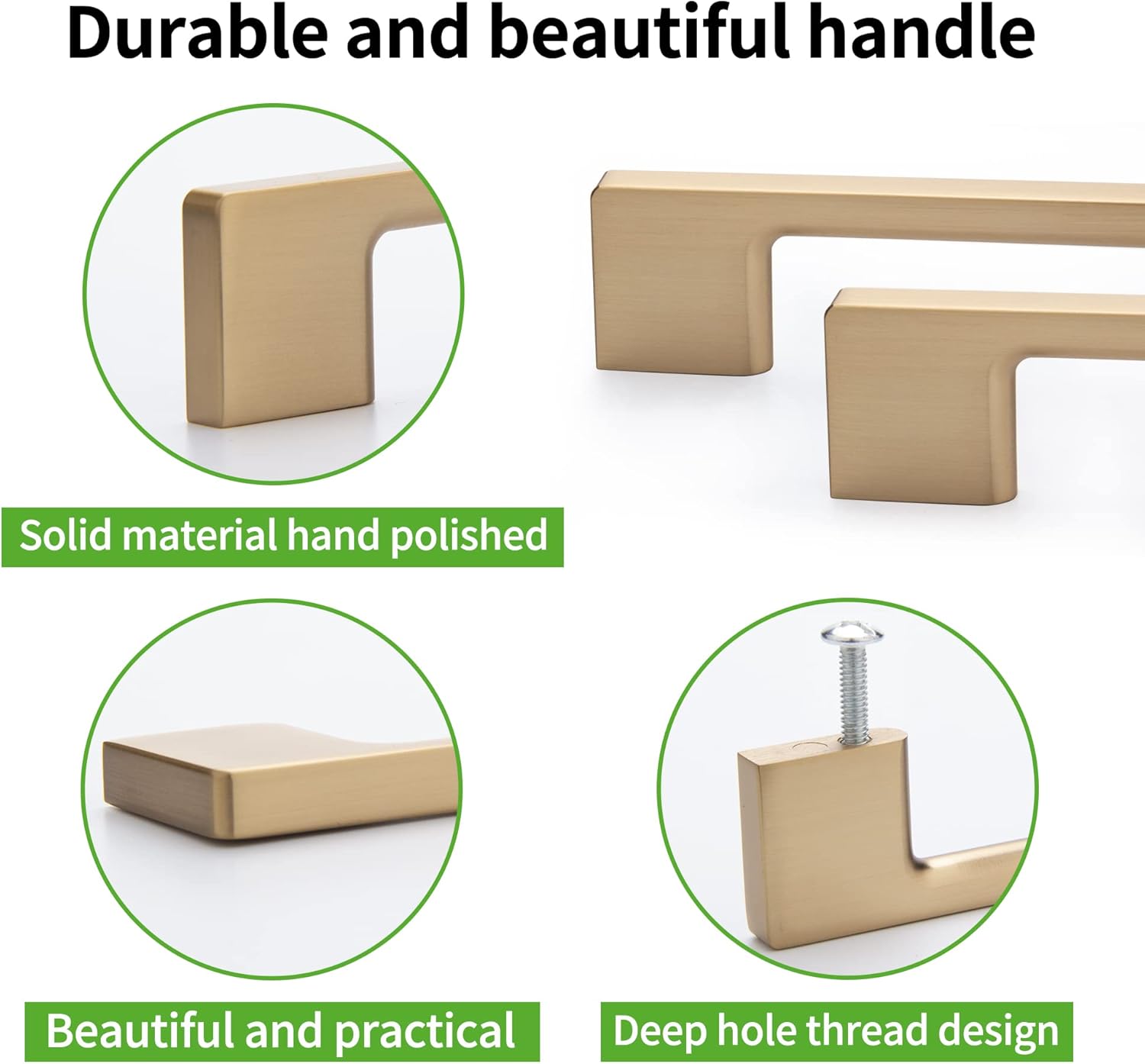 TUNNY 5 Pack Classic Cabinet Handles-8"/203mm Screw Spacing Champagne Bronze Furniture Hardware Handles for Kitchen Cabinets Bedroom Cabinet Pull