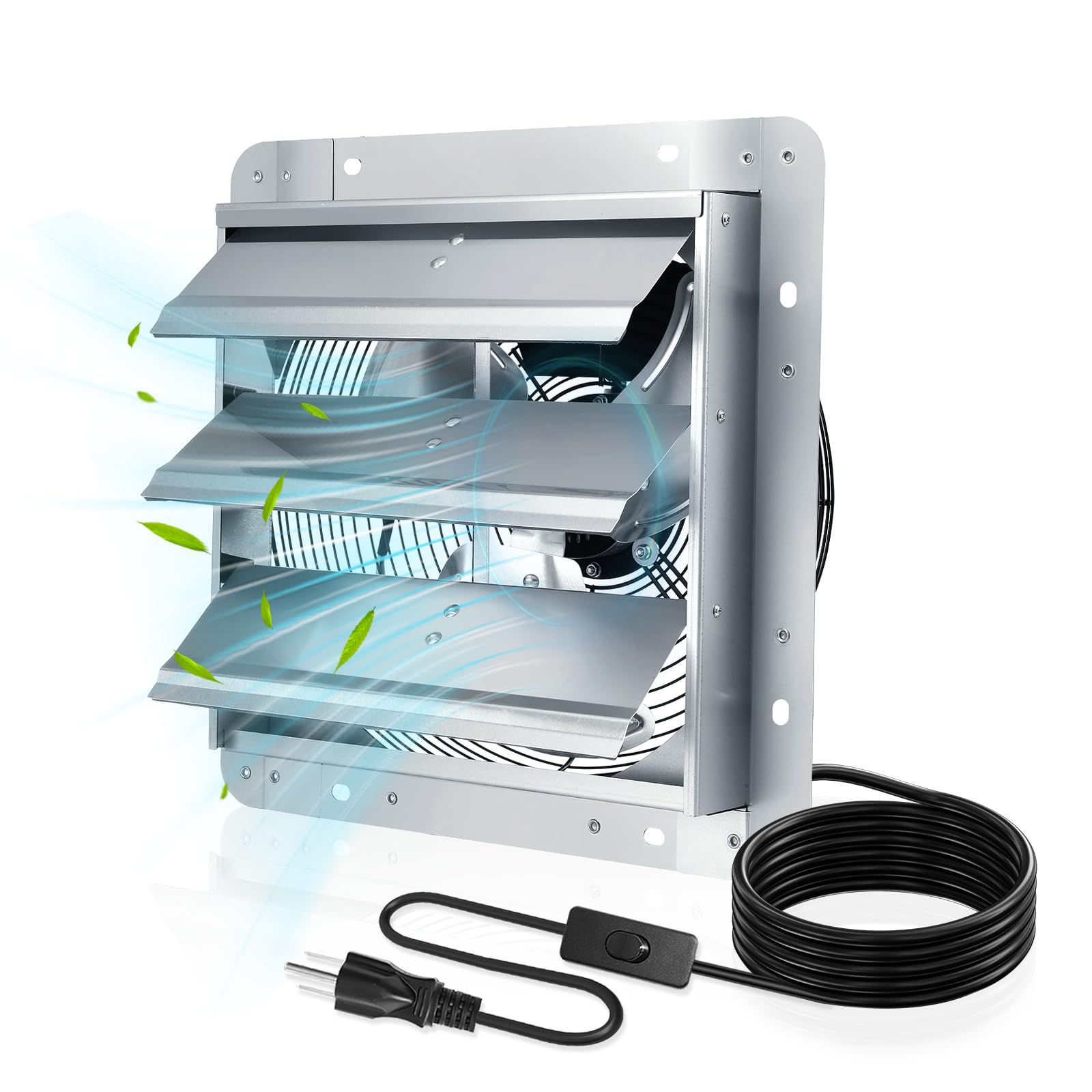 Abluftventilator, 17,8 cm, Wandmontage, mit An-/Aus-Schalter, 1600 U/min, 760 CFM Dachbodenventilator für Gewächshaus, Giebel, Scheune, Garage, Schuppen, Hühnerstall, Lüftungsventilatoren